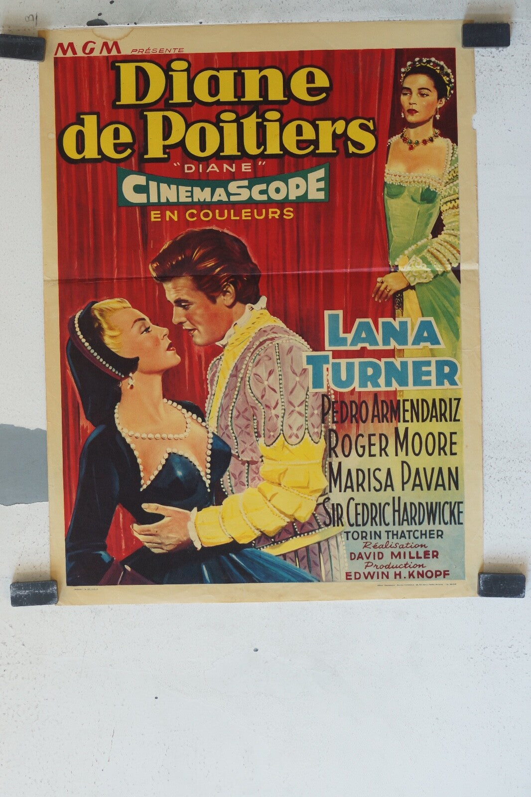 DIANE DE POITIERS MOVIE POSTER ORIGINAL 47x36 Lana Turner , Pedro
