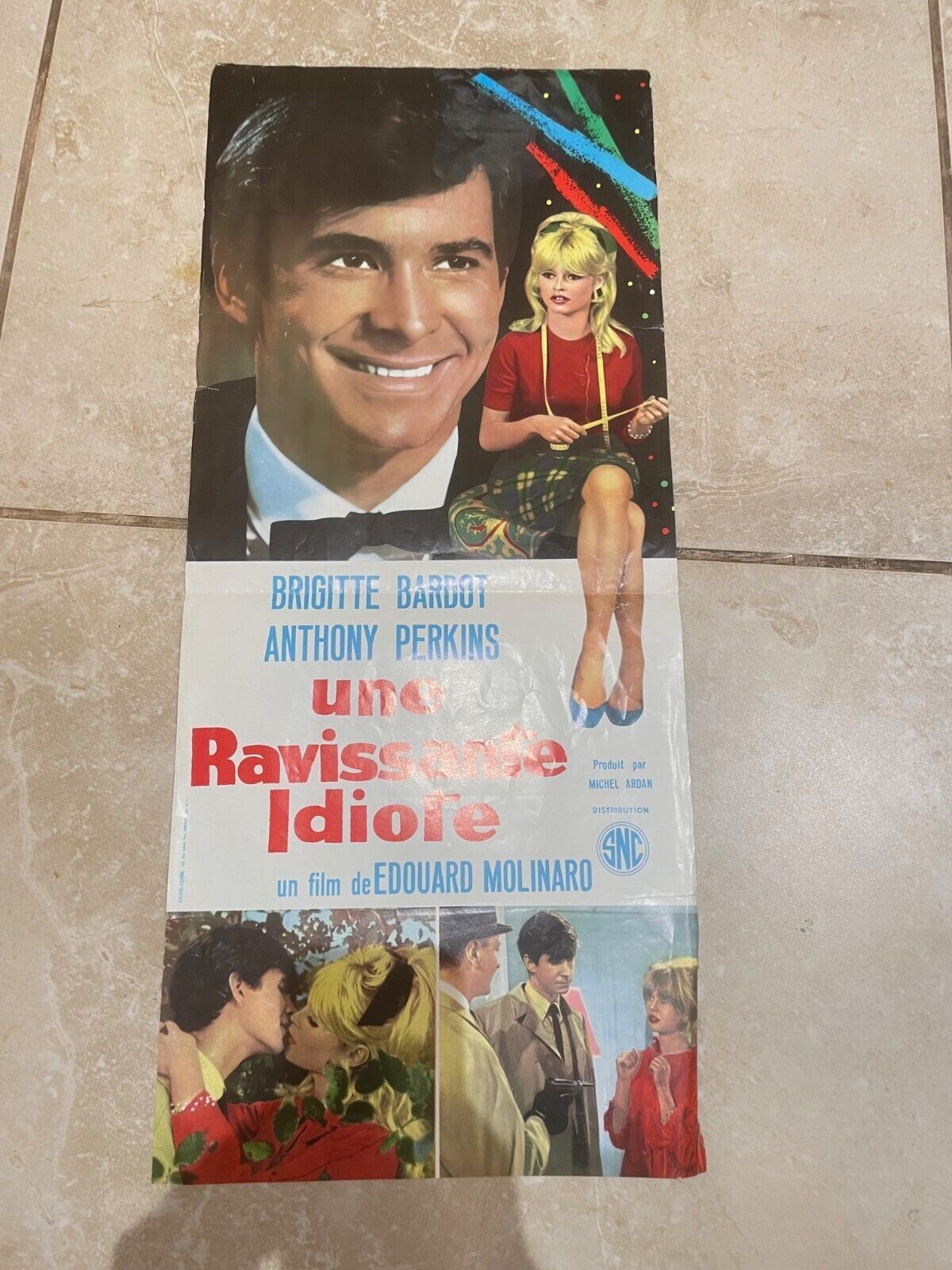 UNE RAVISSANTE IDIOTE, (AFFICHE ORIGINALE) , BRIGITTE BARDOT, ORIGINAL 29x68cm