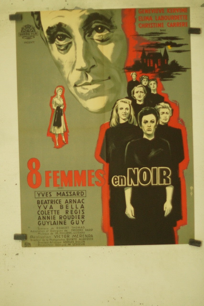 8 FEMMES EN NOIR MOVIE POSTER ORIGINAL (60X80) YVES MASSARD – BEATRICE ARNAC