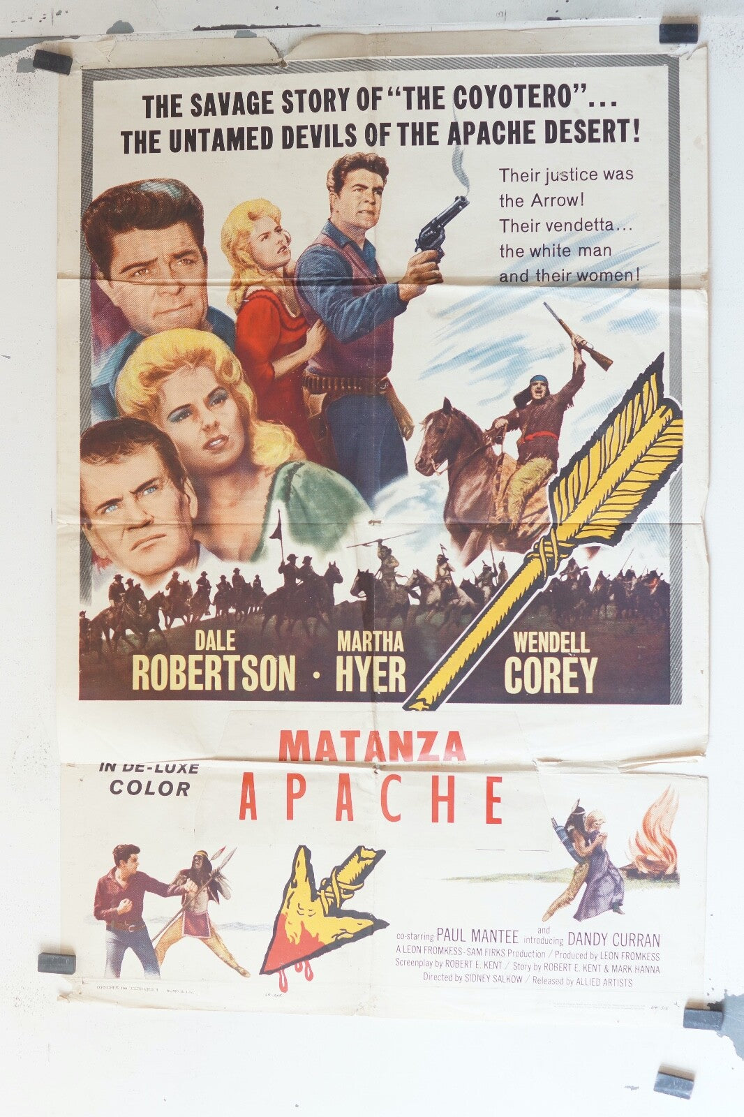 MATANZA APACHE - BLOOD ON 70x100 MOVIE POSTER ORIGINAL MARTA HYER, WENDEL COREY