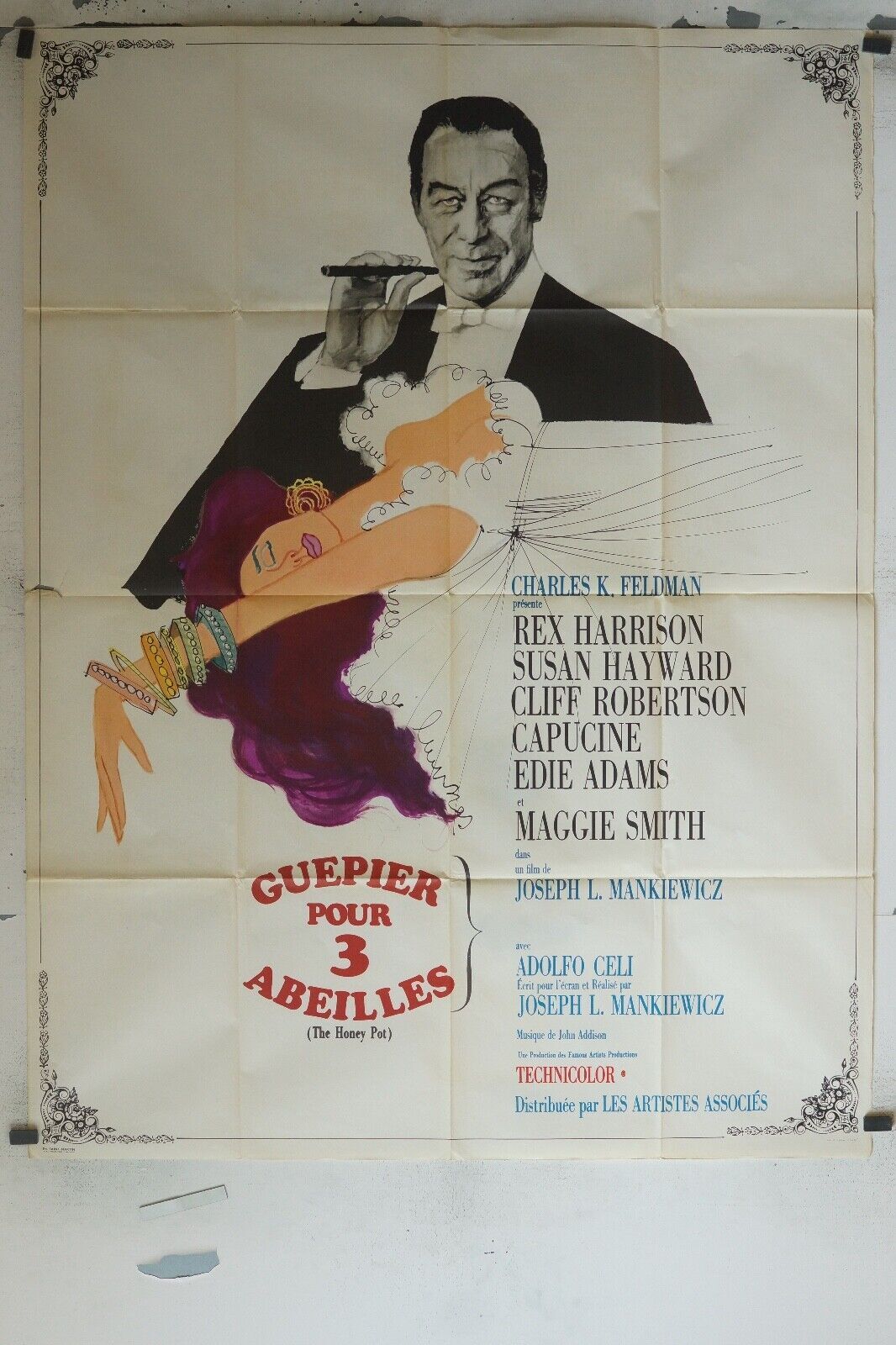 GUEPIER POUR 3 ABEILLES MOVIE POSTER ORIGINAL (120x160) REX HARRISON