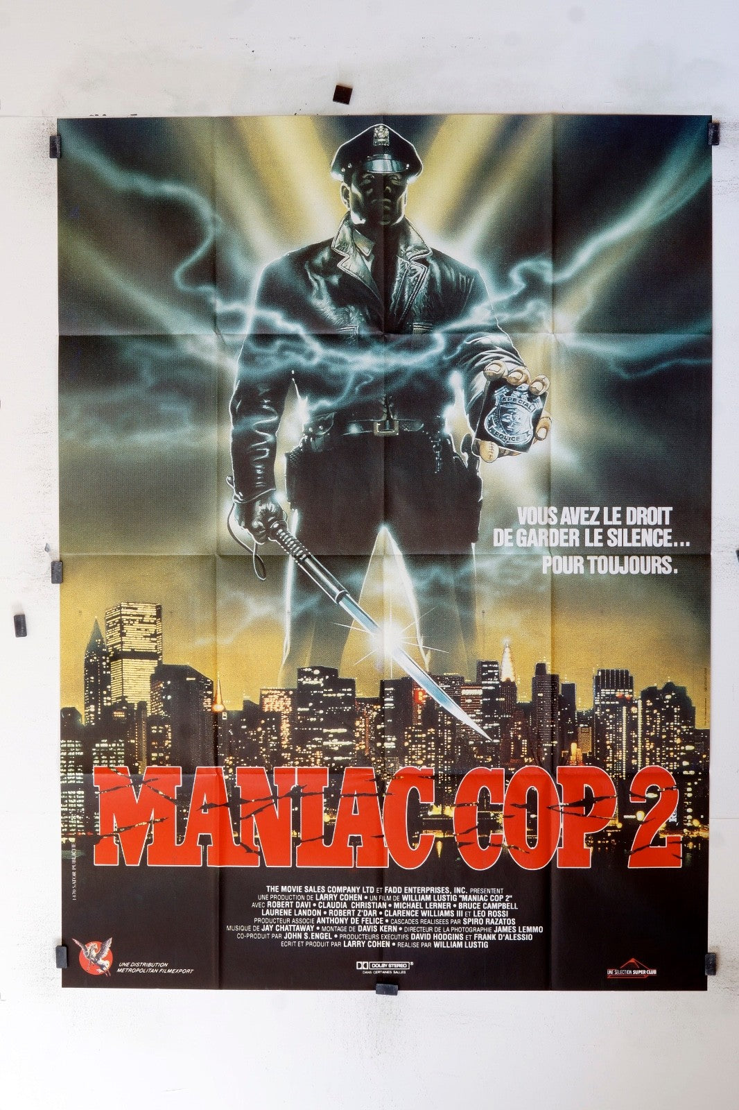 MANIAC COP 2 ROBERT DAVI MOVIE POSTER ORIGINAL 120X160