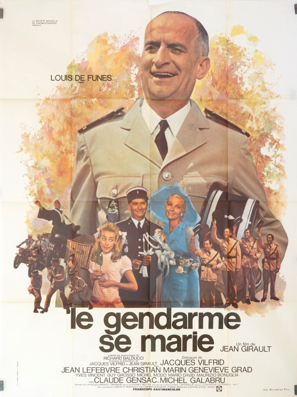 LE GENDARME SE MARIE MOVIE POSTER ORIGINAL 120x160 LOUIS DE FUNÈS