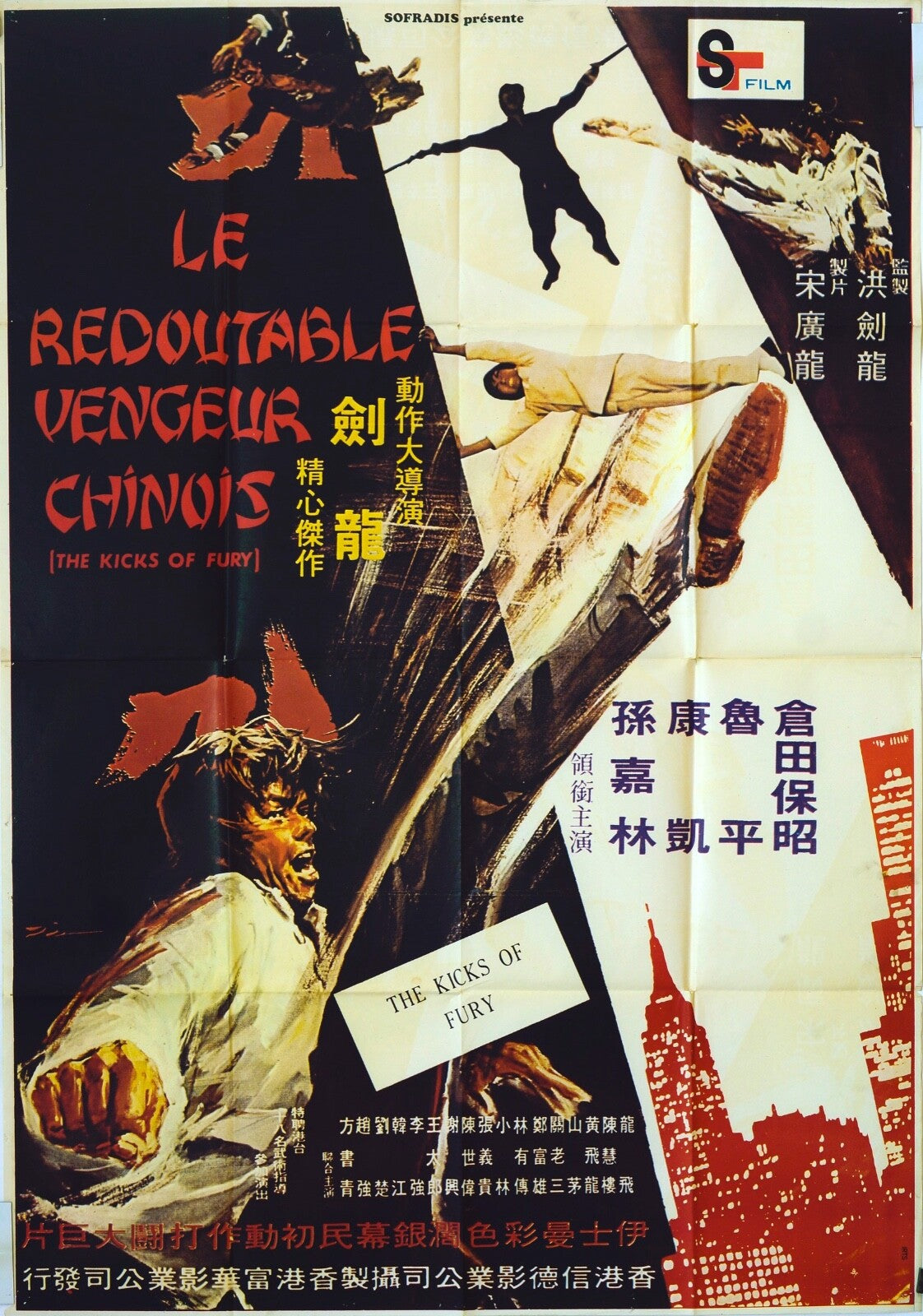 LE REDOUTABLE VENGEUR CHINOIS, KARATÉ MOVIE POSTER ORIGINAL 120x160 KIM CATTRALL