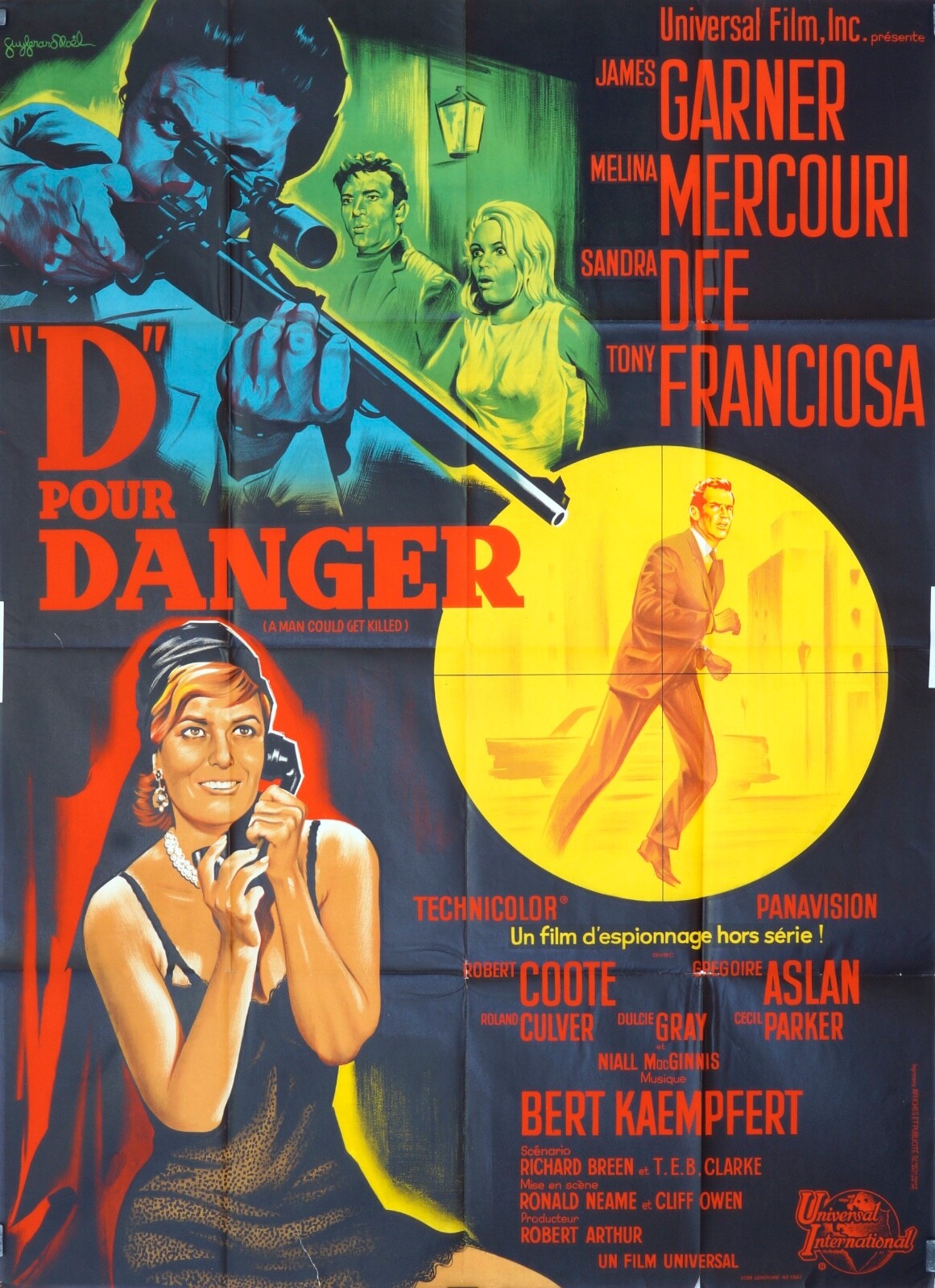 D POUR DANGER POSTER ORIGINAL 120x160 JAMES GARNER