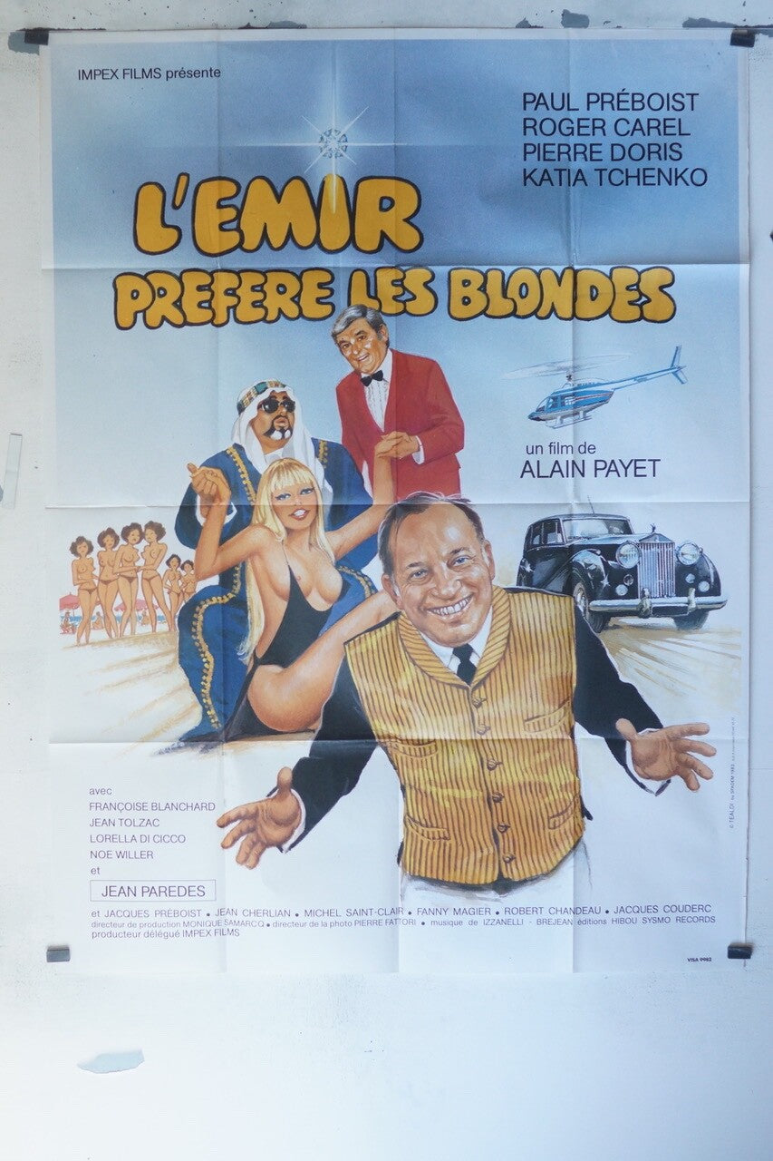 L’ÉMIR PRÉFÉRÉ DES BLONDES MOVIE POSTER ORIGINAL 120x160 PAUL PREBOIST – ROGER