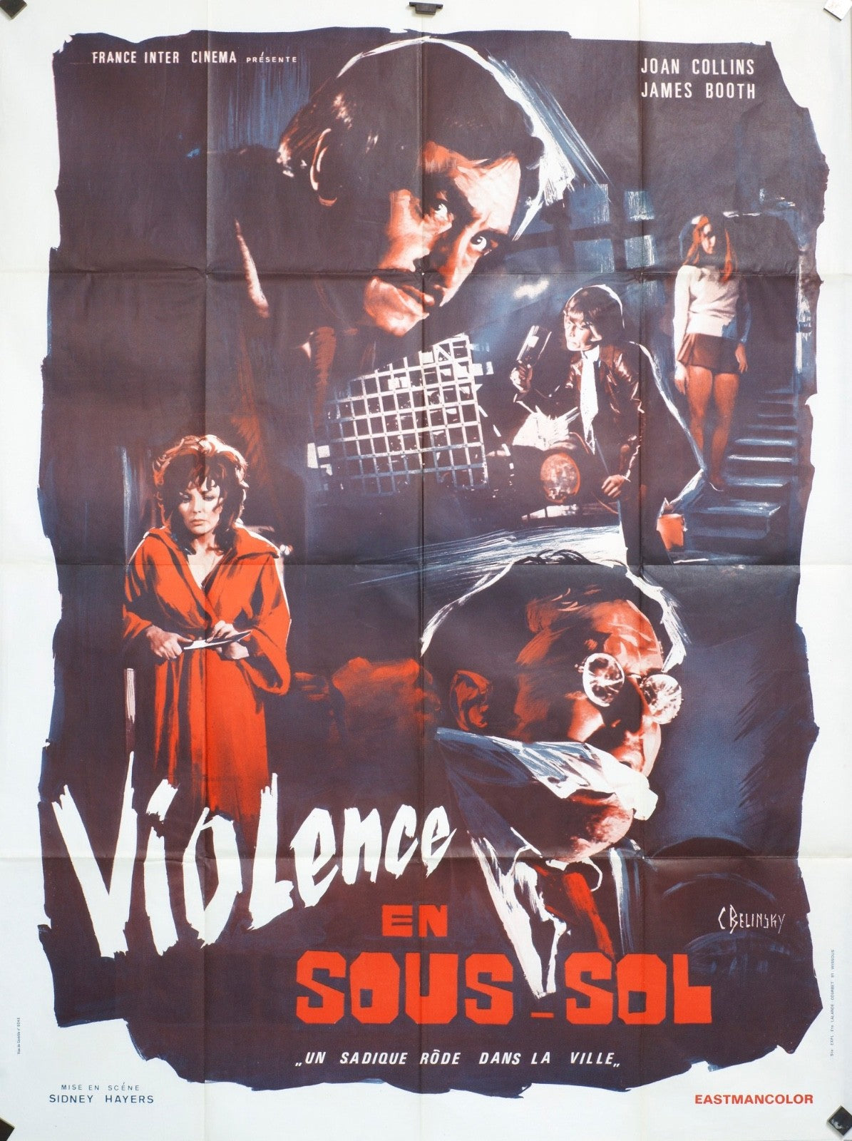 VIOLENCE EN SOUS SOL JOAN COLLINS MOVIE POSTER ORIGINAL 120x160