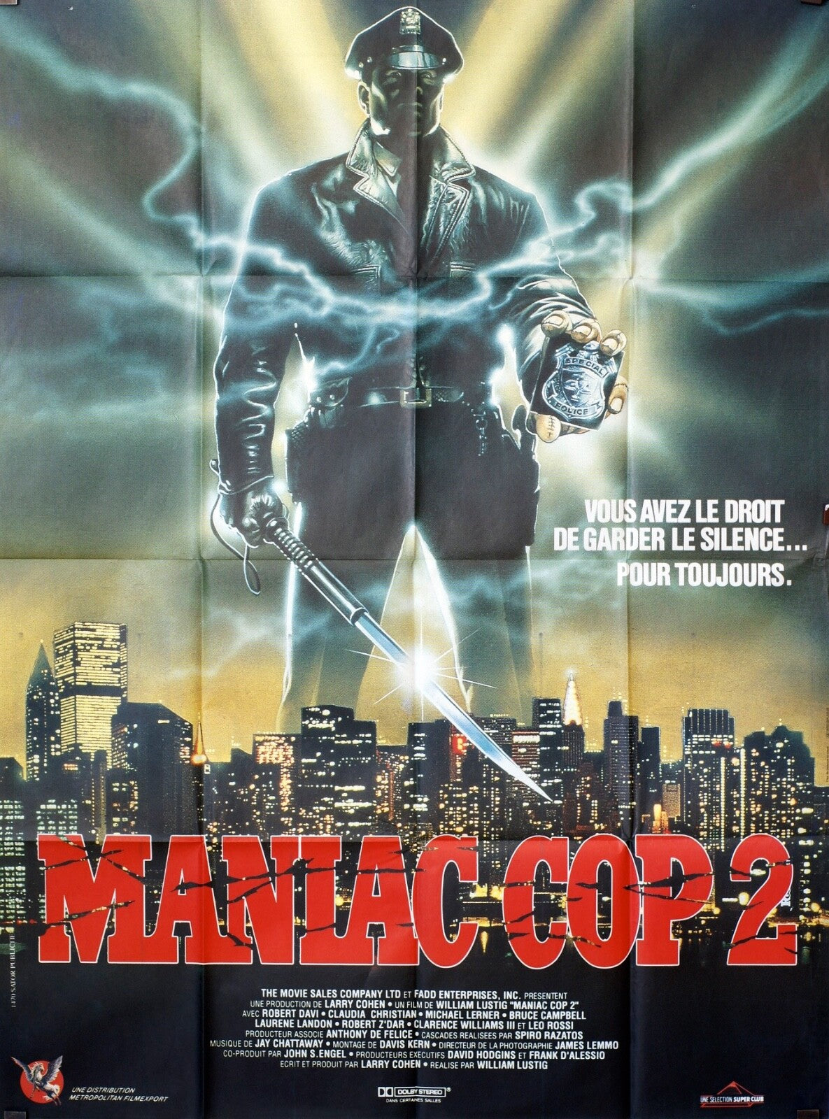 MANIAC COP 2 120X160 POSTER ORGINAL ROBERT DAVI