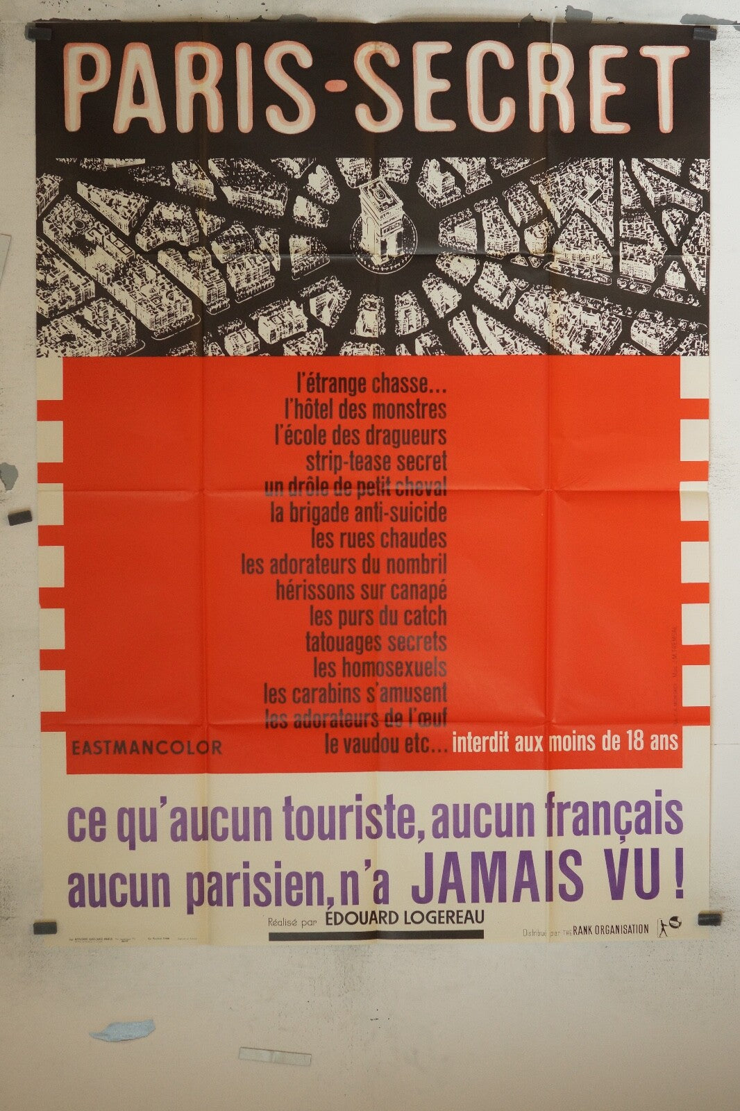 PARIS SECRET 1965 MOVIE POSTER ORIGINAL 120x160