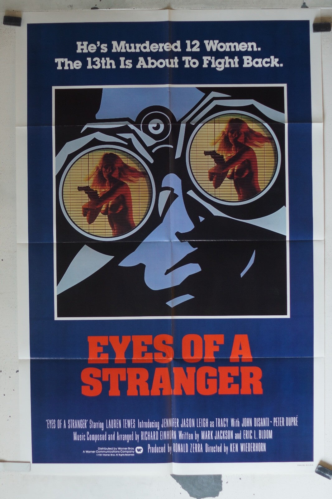 EYES OF A STRANGER ORIGINAL MOVIE POSTER 69x103 Jennifer Jason Leigh