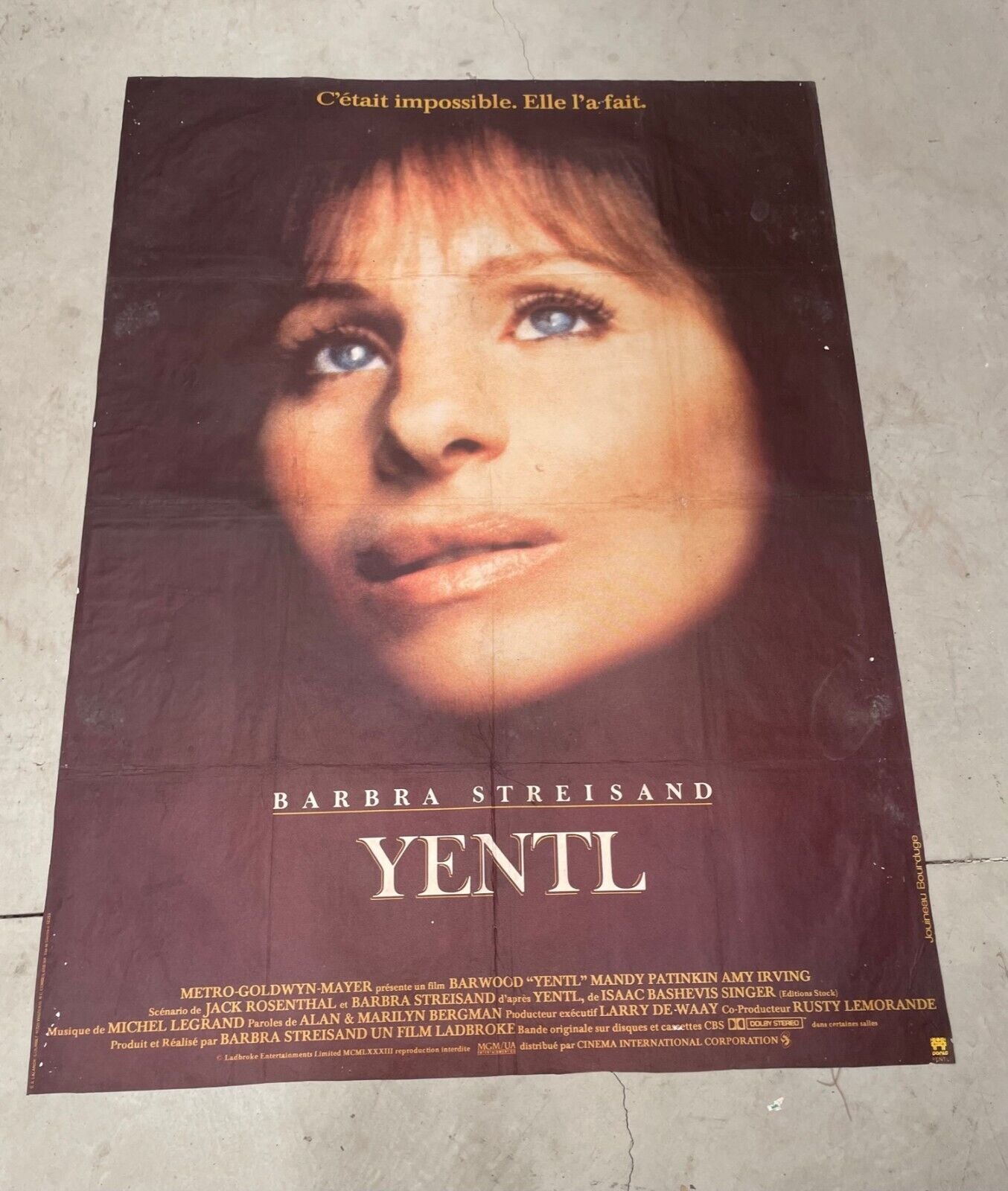 YENTL POSTER ORIGINAL 120x160 BARBARA STREISAND