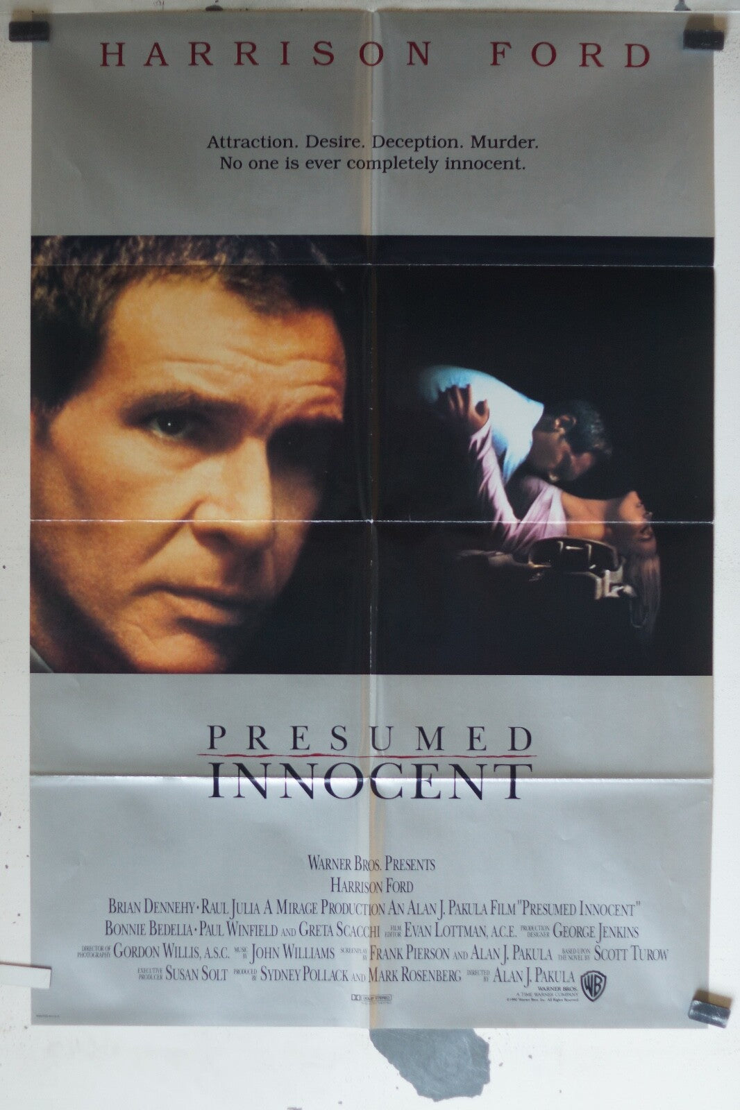 PRESUMED INNOCENT ORIGINAL MOVIE POSTER 69x103 Harrison Ford , Brian Dennehy