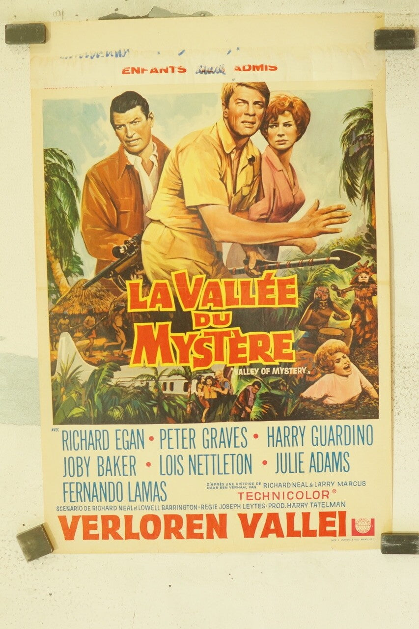 LA VALLÉE DU MYSTÈRE, BELGIAN MOVIE ORIGINAL 53x35 RICHARD EGAN – PETER GRAVES