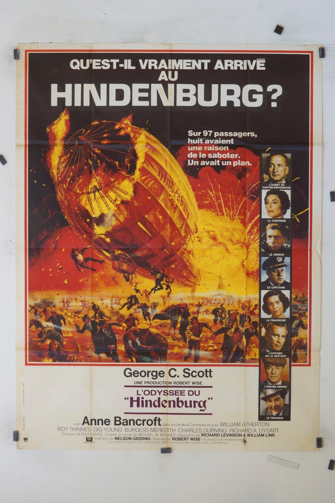 L’ODYSSÉE DU HINDENBURG GEORGE C.SCOTT ORIGINAL MOVIE POSTER 120X160