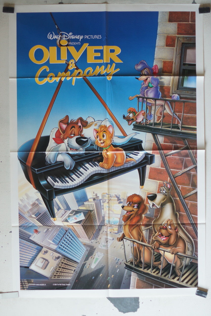 OLIVER & COMPANY ORIGINAL MOVIE POSTER 69x103 Joey Lawrence , Billy Joel