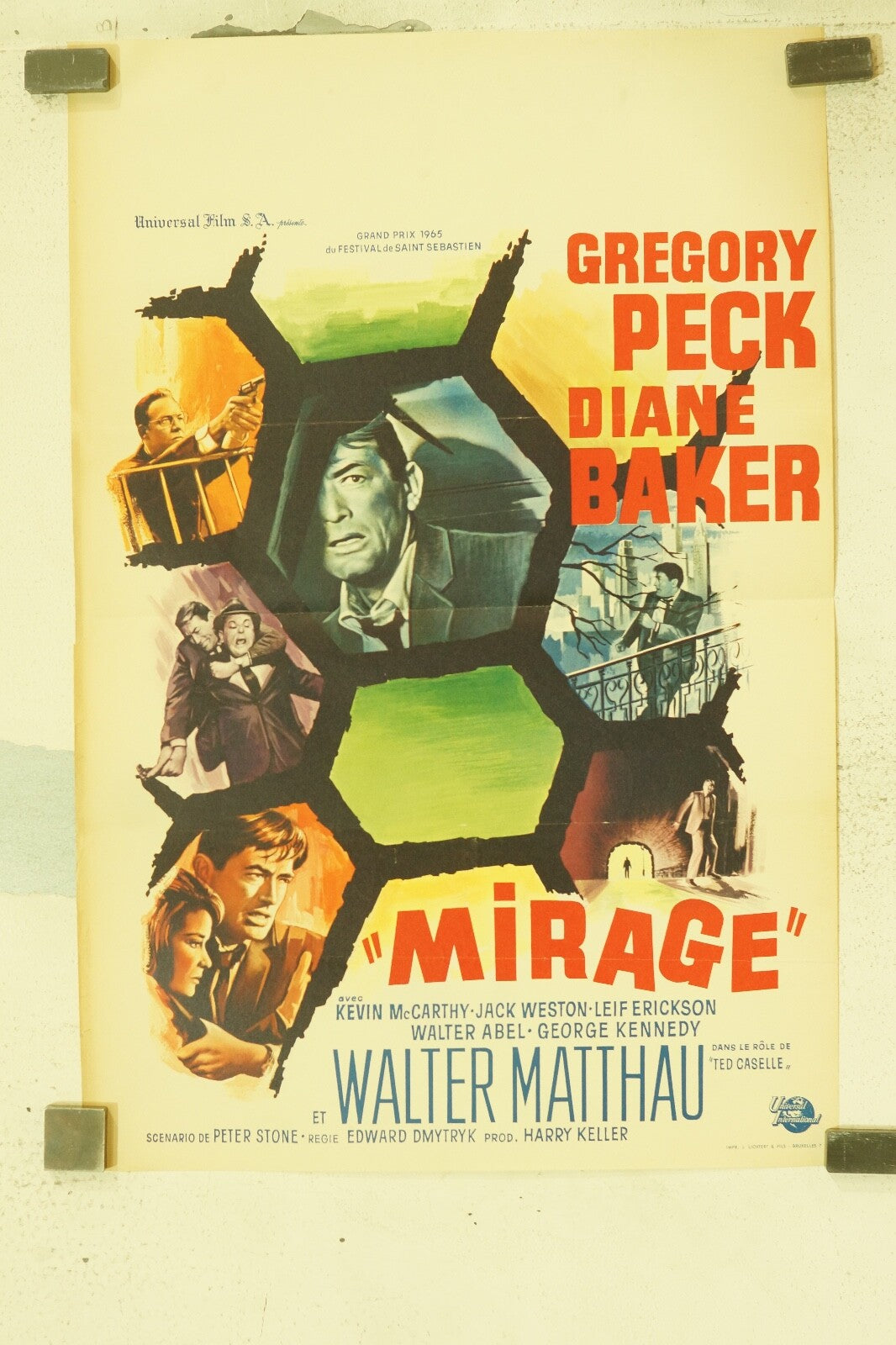 « MIRAGE » MOVIE POSTER ORIGINAL 35X54 GREGORY PACK – DIANE BAKER