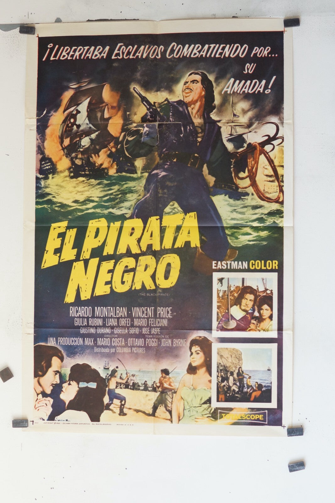 EL PIRATA NEGRO (70X100) ORIGINAL MOVIE POSTER RICARDO MONTALBAN -VINCENT PRICE