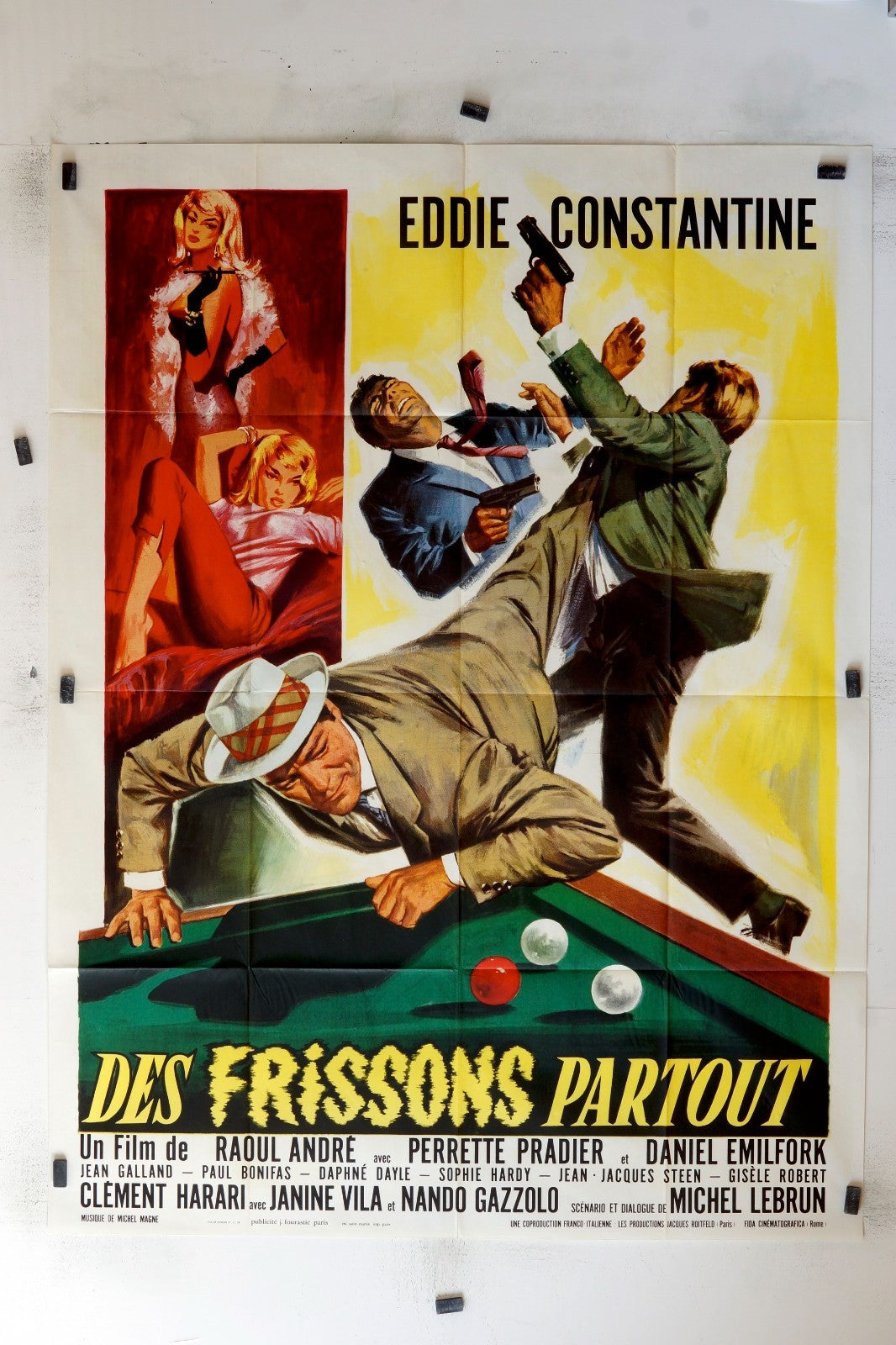 DES FRISSONS PARTOUT, EDDIE CONSTANTINE, MOVIE POSTER ORIGINAL (120x160)