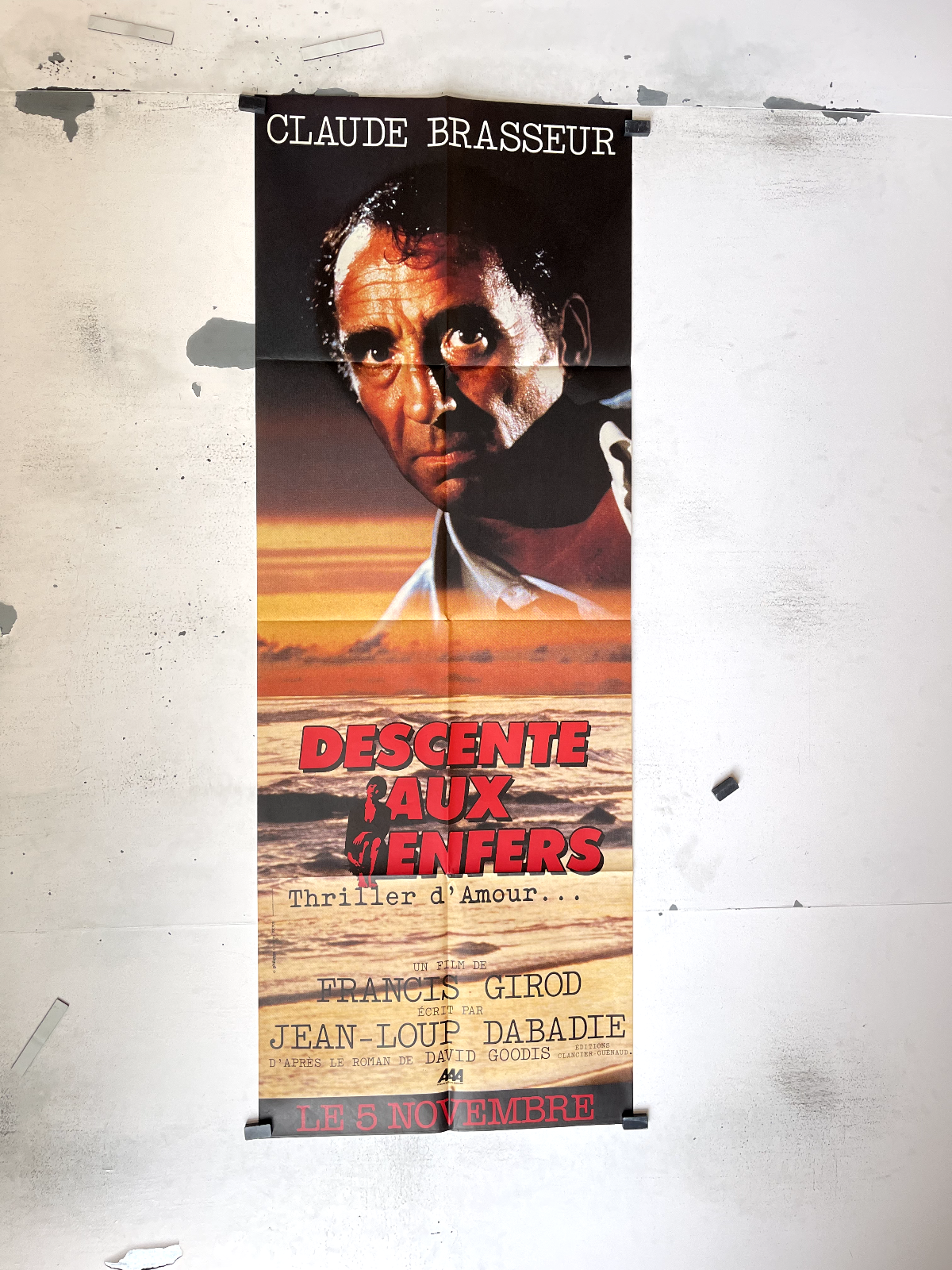 DESCENTE AUX ENFERS MOVIE POSTER ORIGINAL 60x160 CLAUDE BRASSEUR