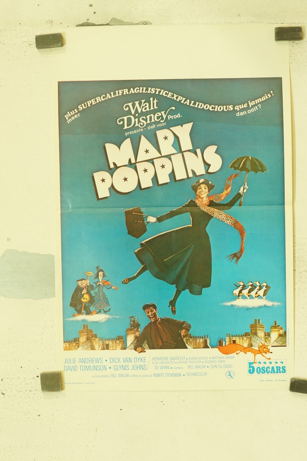 MARY POPPINS, BELGIAN MOVIE POSTER ORIGINAL 54x36 WALT DISNEY