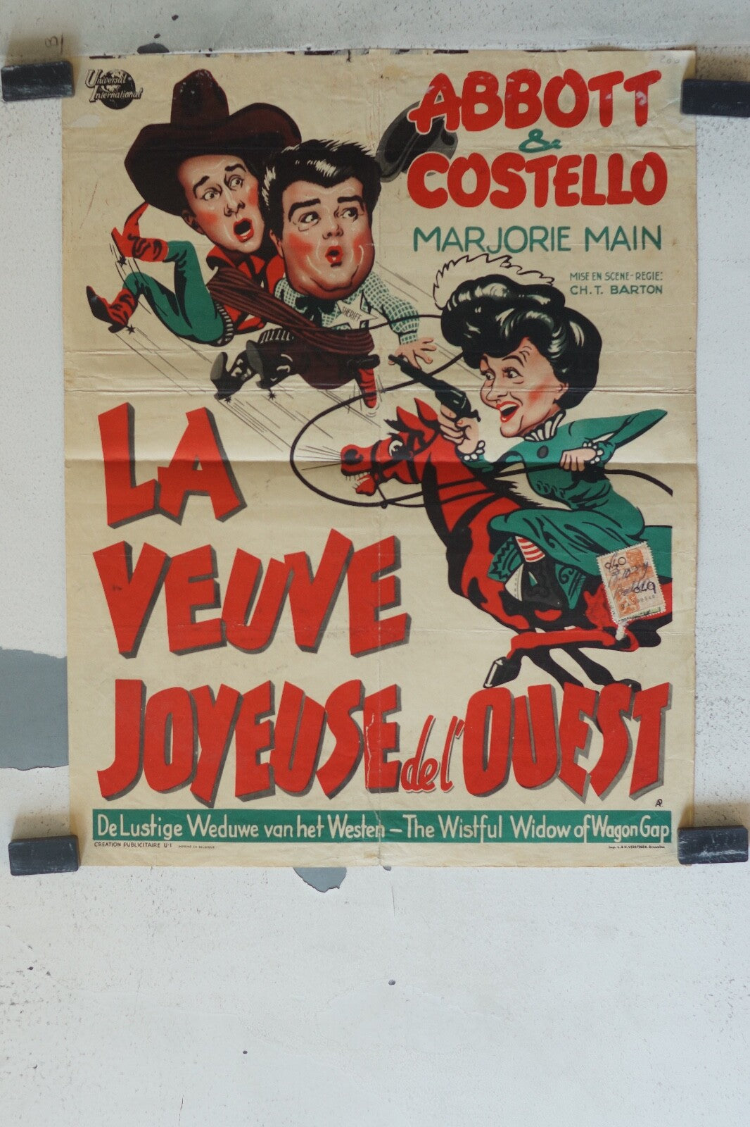 VEUVE JOYEUSE DE L’OUEST (LA), Belge ORIGINAL MOVIE POSTER 46x36 Abbott & Costel
