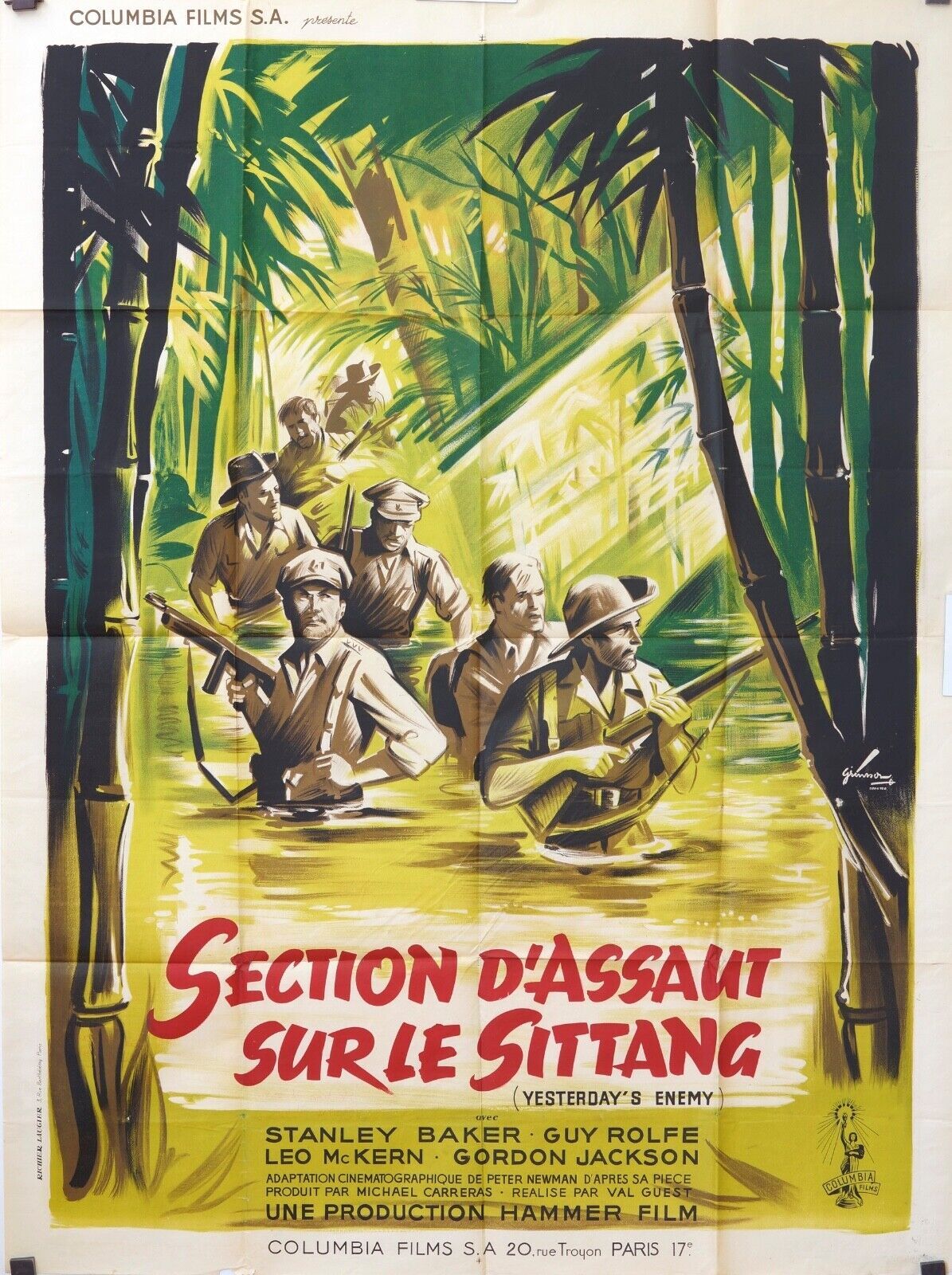 SECTION D’ASSAUT SUR LE SITTANG MOVIE POSTER ORIGINAL 120x160 STANLEY BAKER