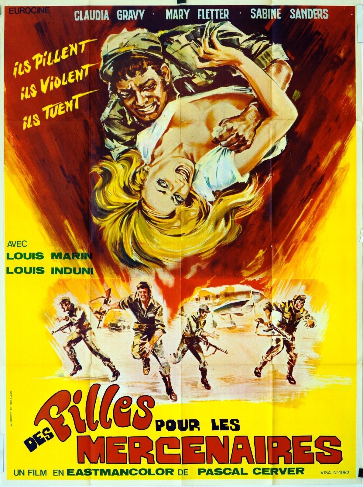DES FILLES POUR LES MERCENAIRES 120X160 ORIGINAL MOVIE POSTER CLAUDIA GRAVY