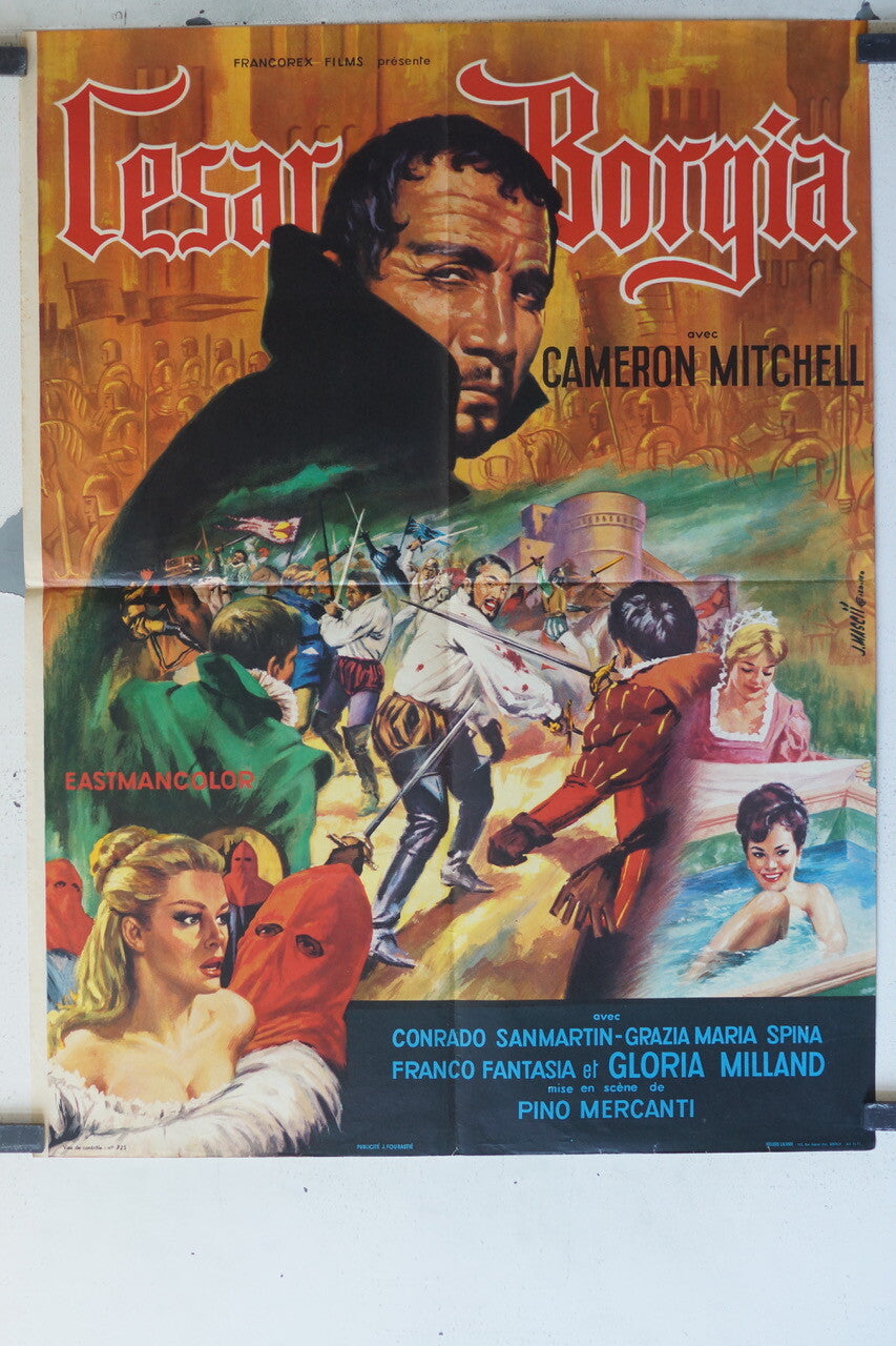 CESAR BORGIA MOVIE POSTER ORIGINAL (60X80) Cameron Mitchell , Gloria Milland