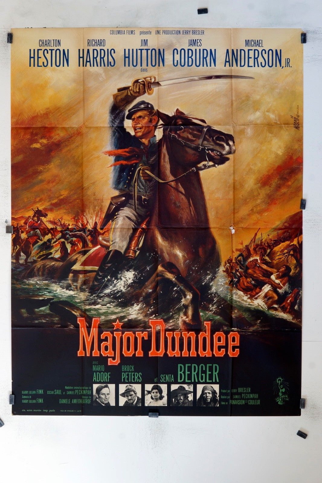 MAJOR DUNDEE CHARLTON HESTON POSTER ORIGINAL 120x160