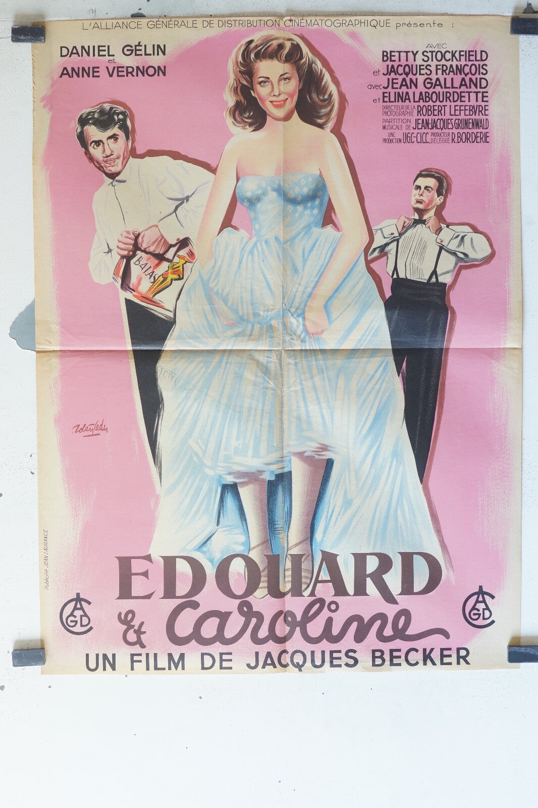 EDOUARD ET CAROLINE MOVIE POSTER ORIGINAL (60X80) Daniel Gélin , Anne Vernon