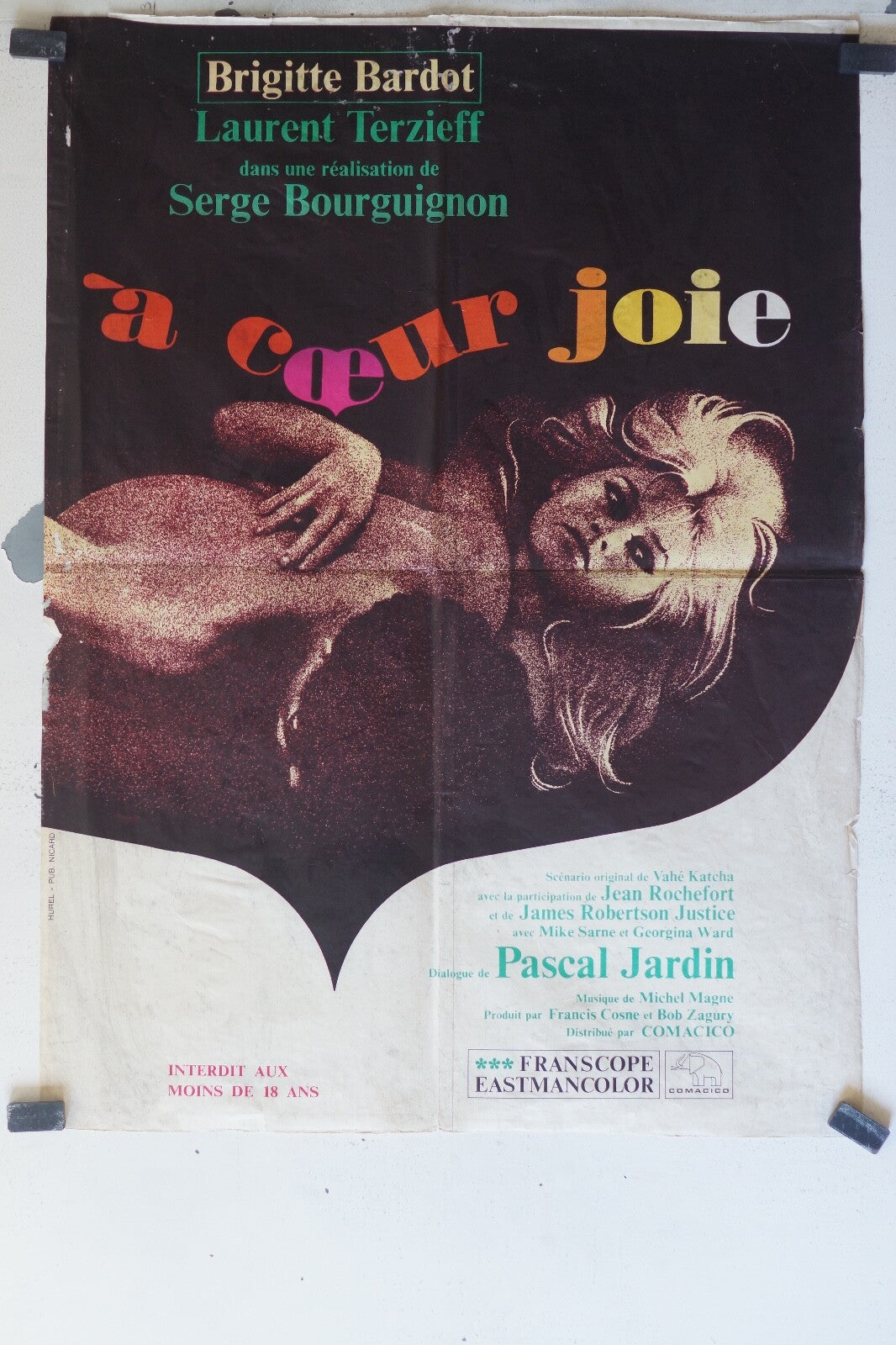 A COEUR JOIE MOVIE POSTER ORIGINAL 60x80 Brigitte Bardot , Lauent Terzieff