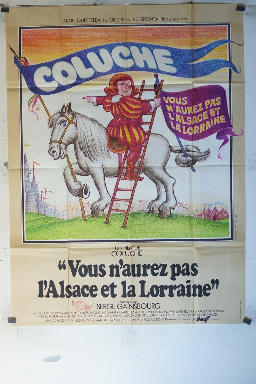 VOUS N’AUREZ PAS L’ALSACE ET LA LORRAINE MOVIE POSTER ORIGINAL 120x160 Coluche