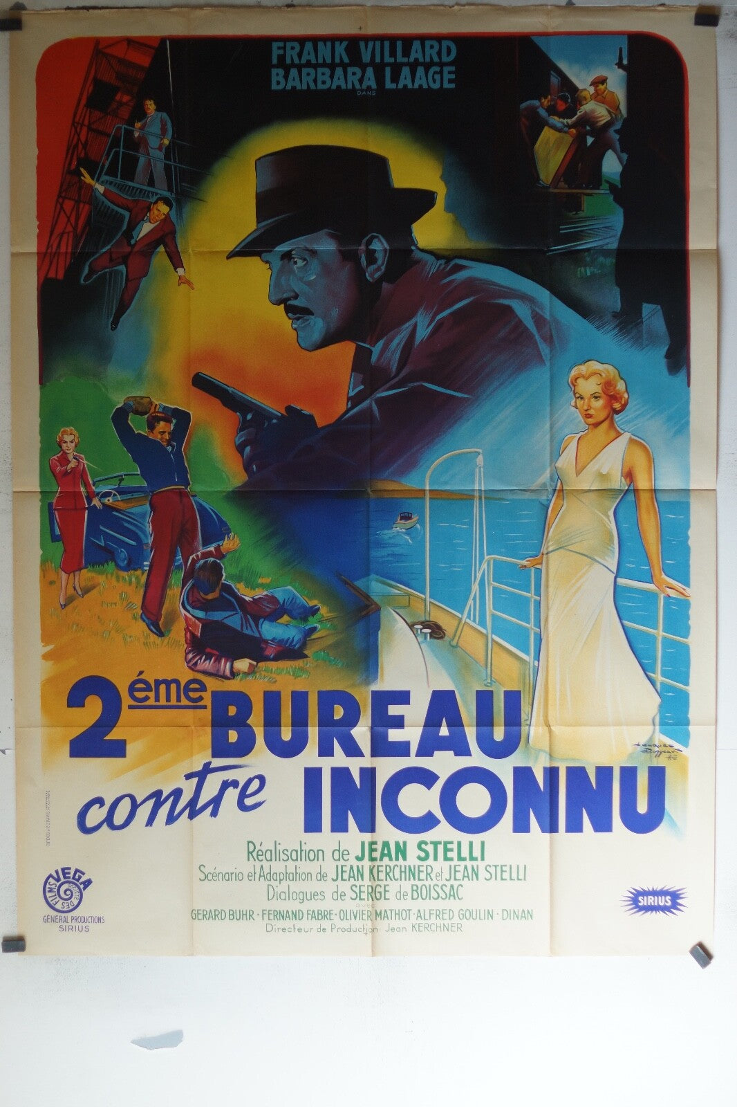 2EME BUREAU CONTRE INCONNU POSTER ORIGINAL120x160 Frank Villard , Barbara Laage