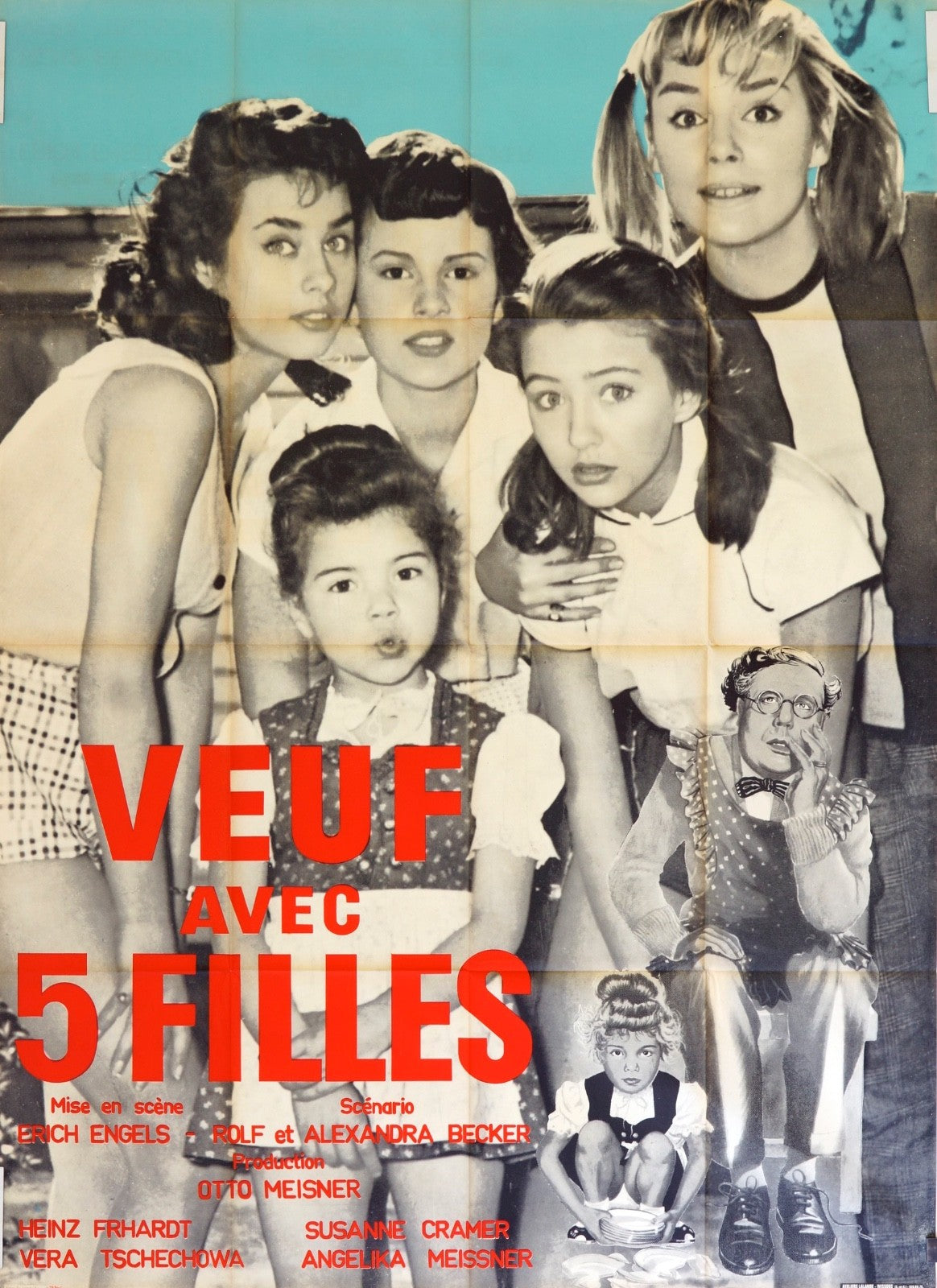 VEUF AVEC 5 FILLES HEINZ FRHARDT POSTER ORIGINAL120x160
