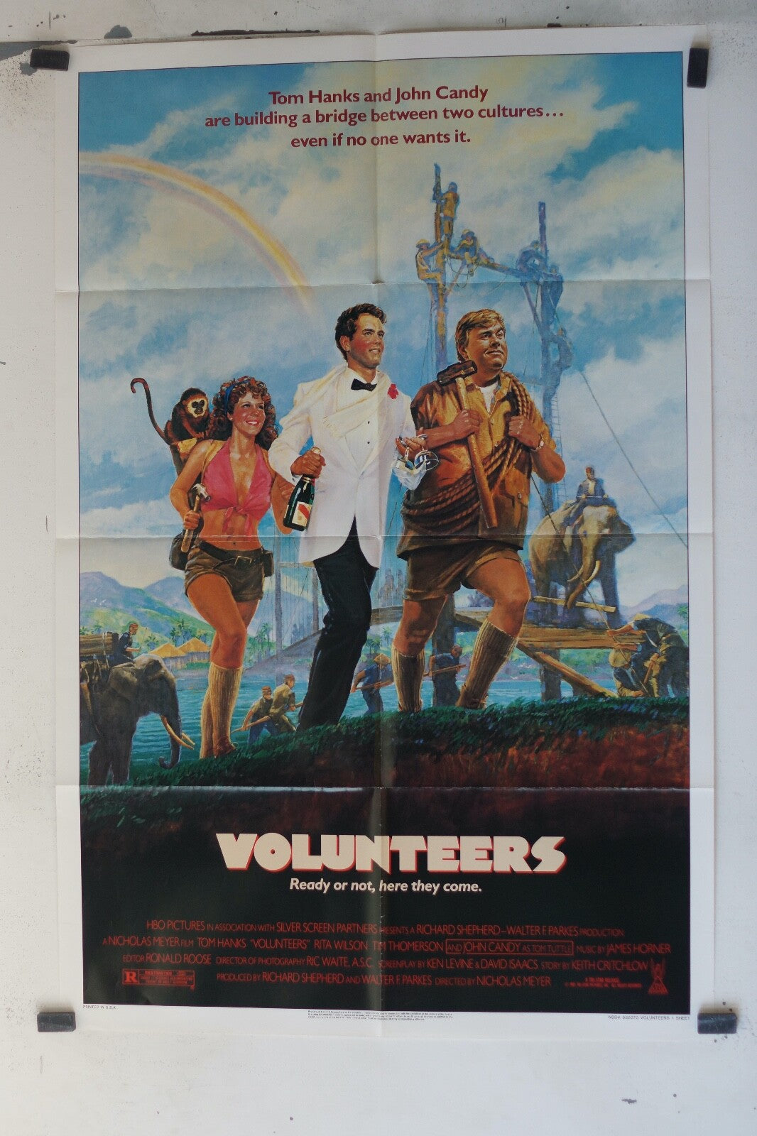 VOLUNTEERS 70x100 ORIGINAL MOVIE POSTER TOM HANKS, JOHN CANDY