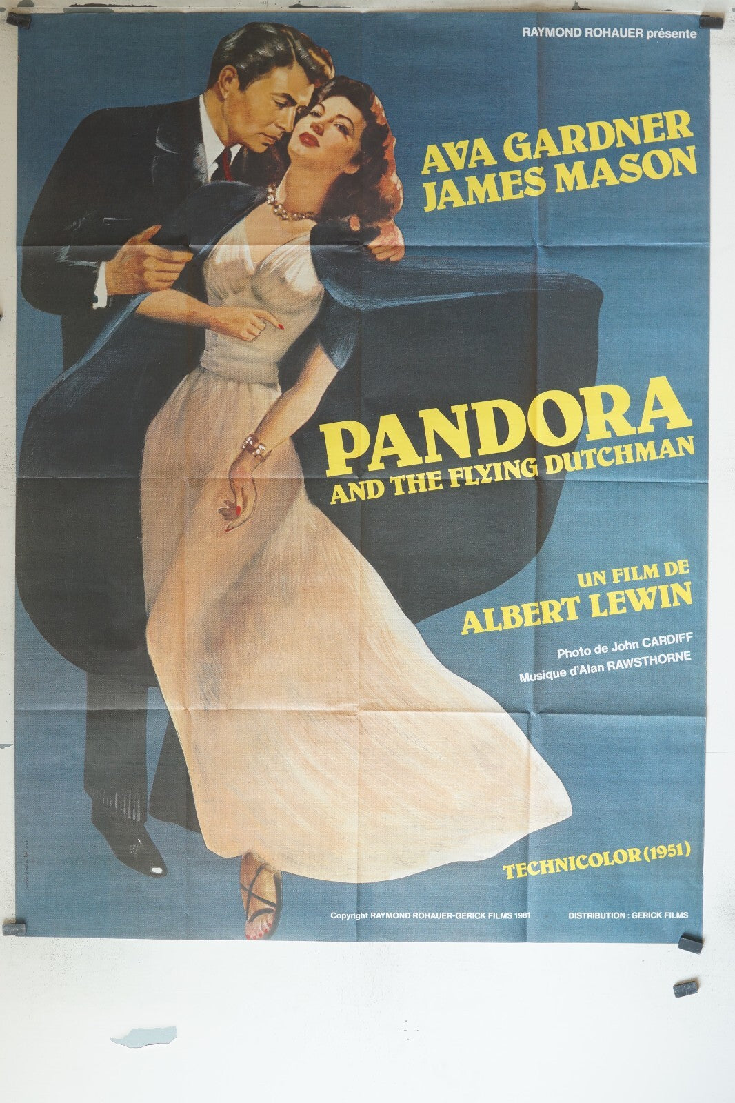 PANDORA, MOVIE POSTER ORIGINAL, 120x160, AVA GARDNER, JAMES MASON.