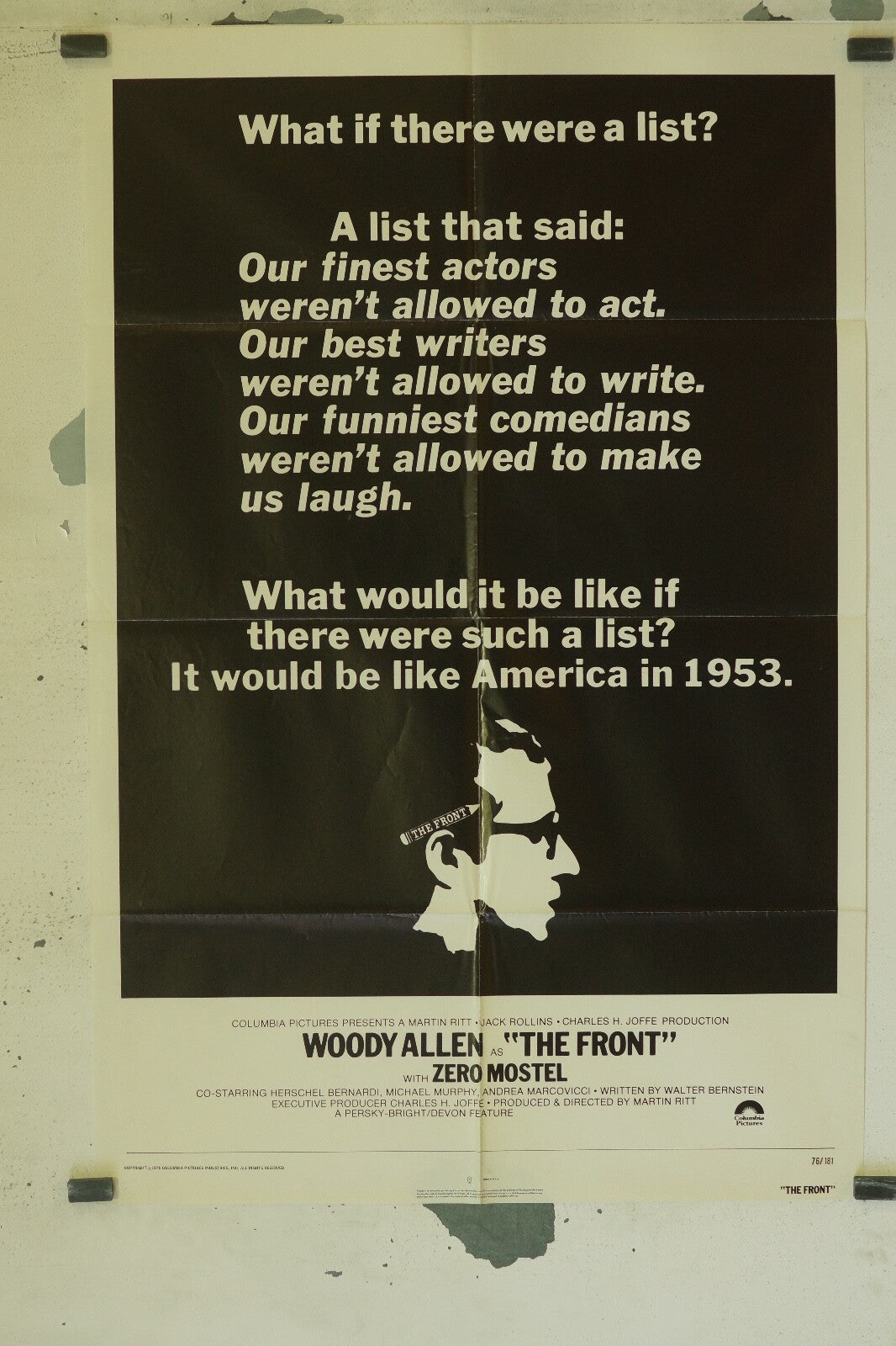 THE FRONT WOODY ALLEN 70x100 ORIGINAL MOVIE POSTER WOODY ALLEN, ZERO MOSTEL