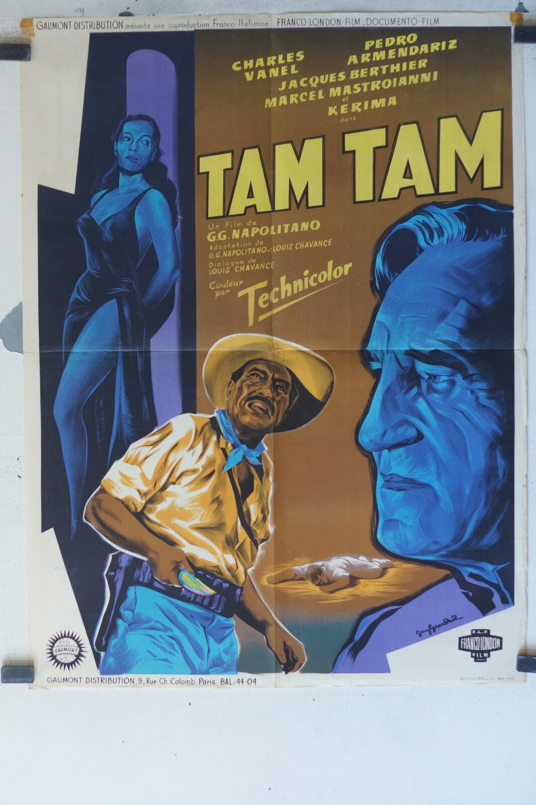 TAM TAM MOVIE POSTER ORIGINAL(60X80) Charles Vanel , Marcello Mastroianni