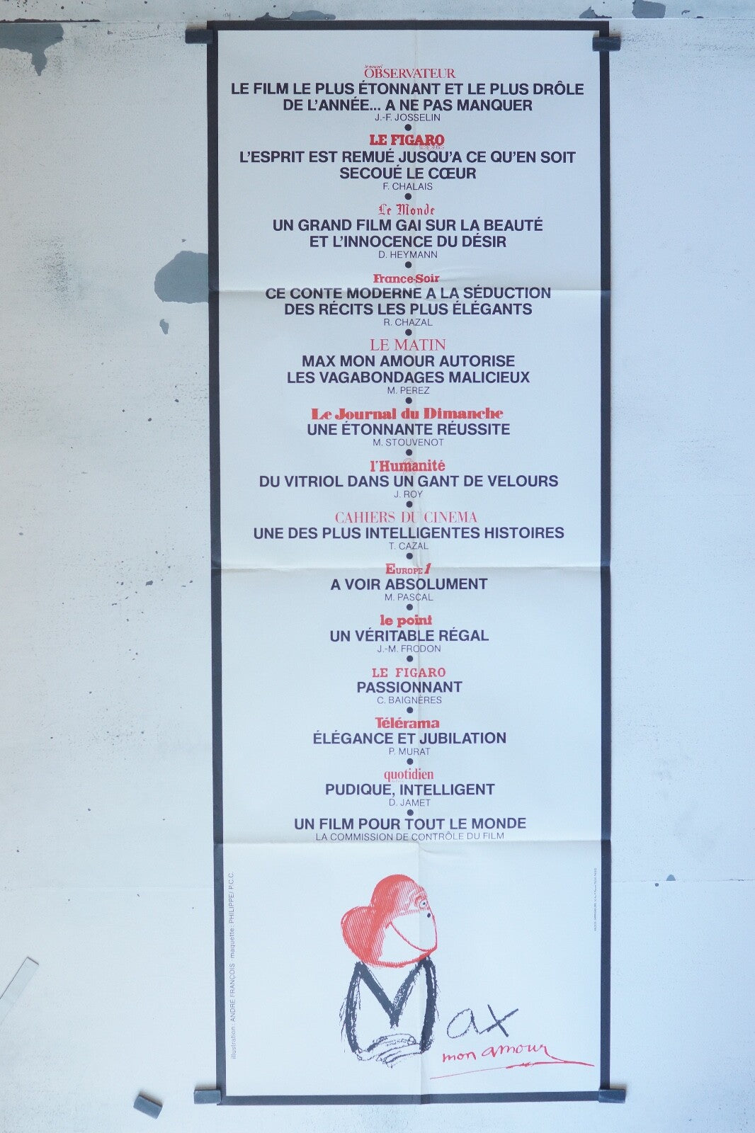 MAX MON AMOUR MOVIE POSTER ORIGINAL 60x160 BILL MURRAY