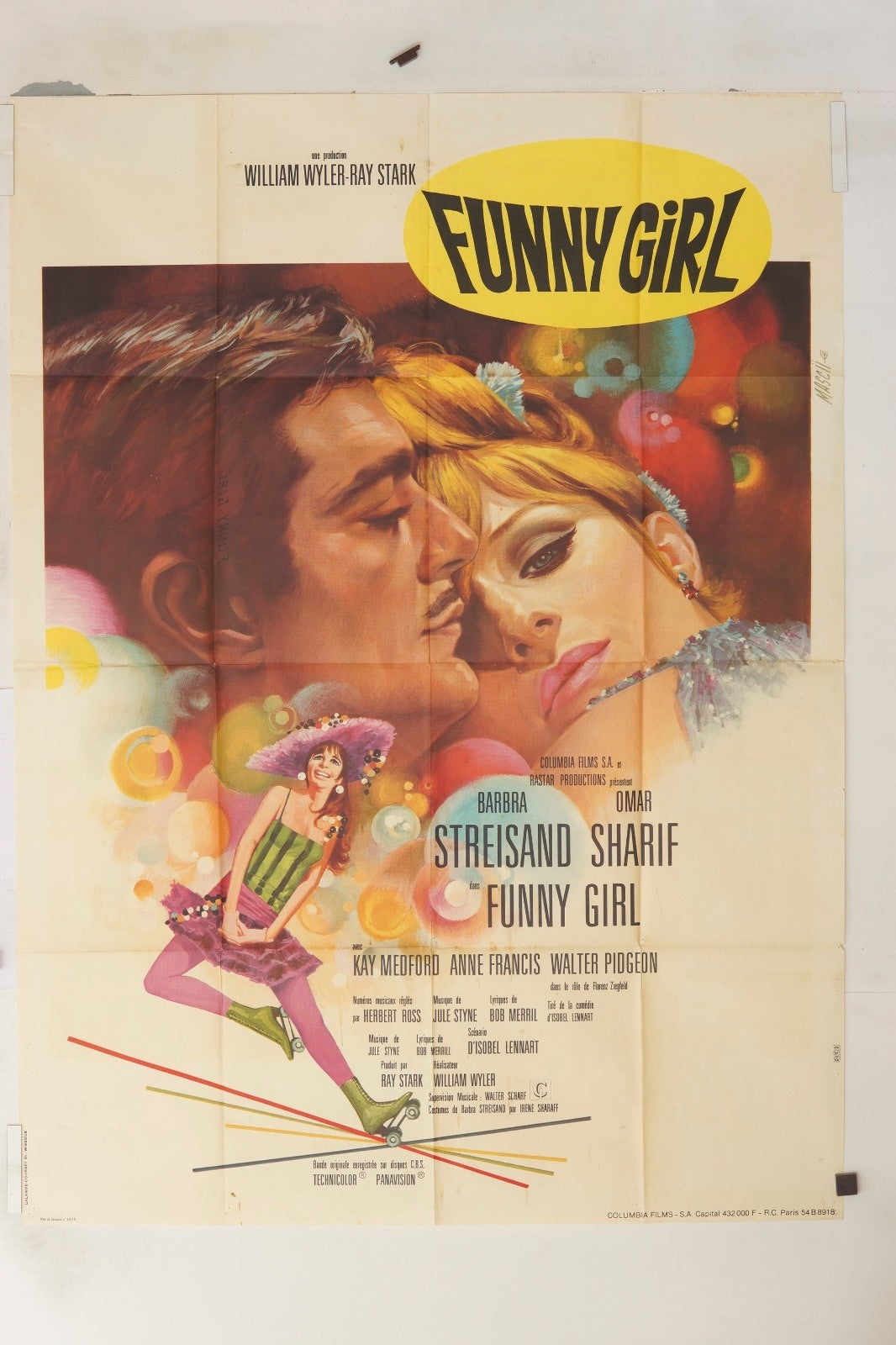 FUNNY GIRL OMAR SHARIF MOVIE POSTER ORIGINAL 120x160