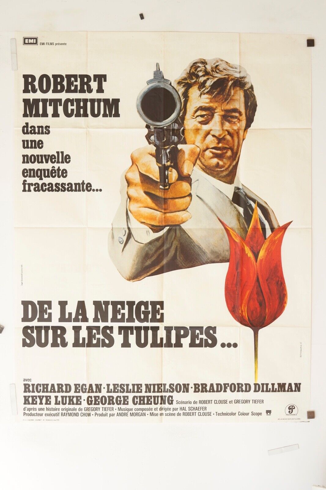 DE LA NEIGE SUR LES TULIPES ORIGINAL 120x160 ROBERT MITCHUM