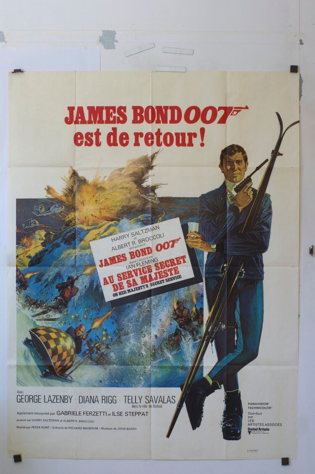 JAMES BOND 007 EST DE RETOUR MOVIE POSTER ORIGINAL 120x160 GEORGE LAZENBY