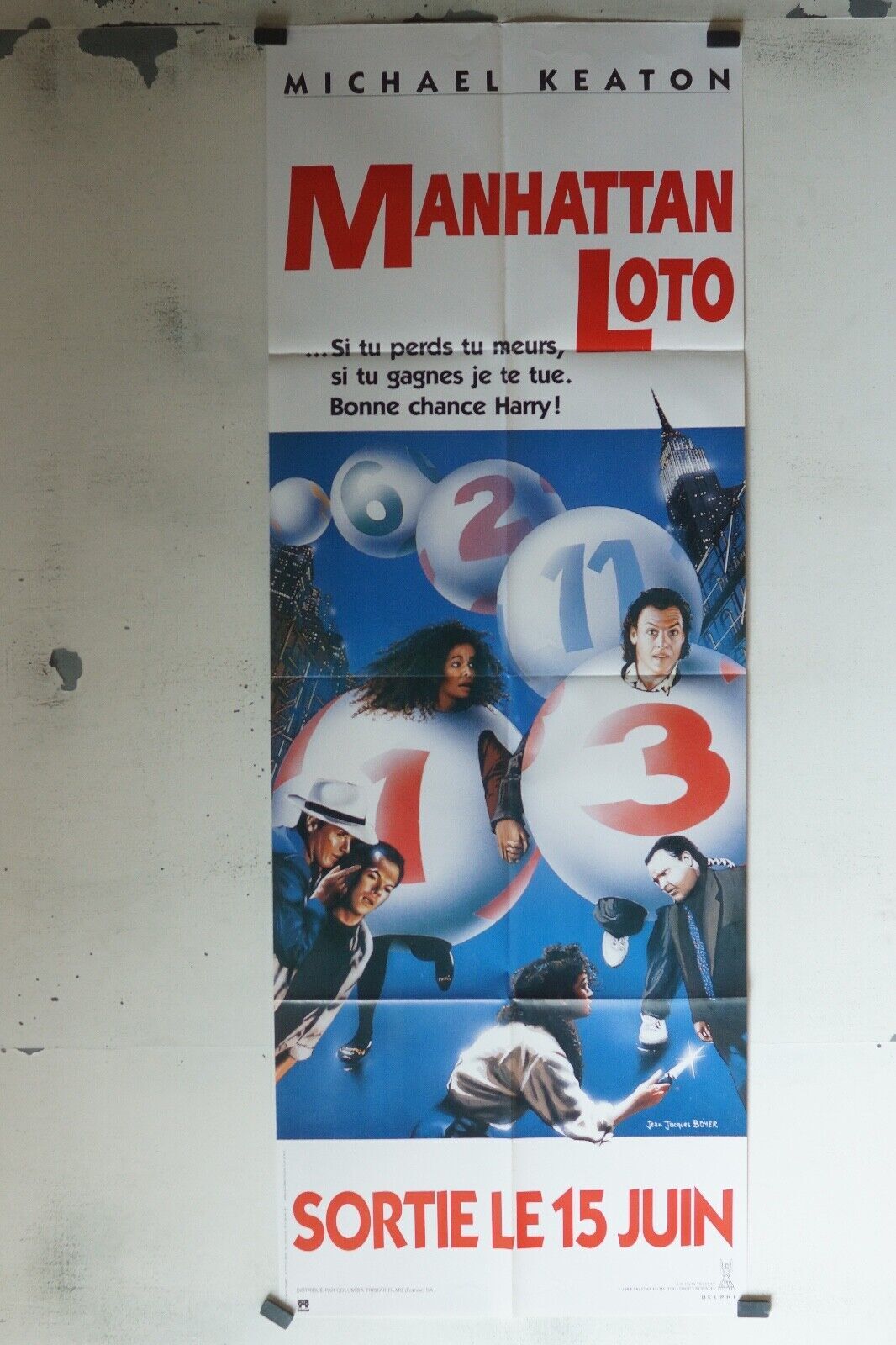 MANHATTAN LOTO MOVIE POSTER ORIGINAL 60x160 MICHAEL KEATON