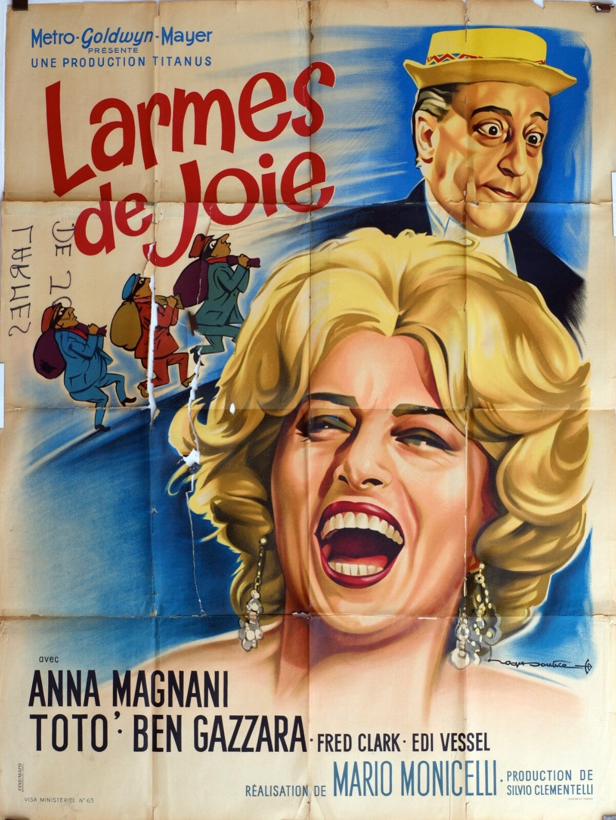 LARMES DE JOIE MOVIE POSTER ORIGINAL 120x160 ANNA MAGNANI
