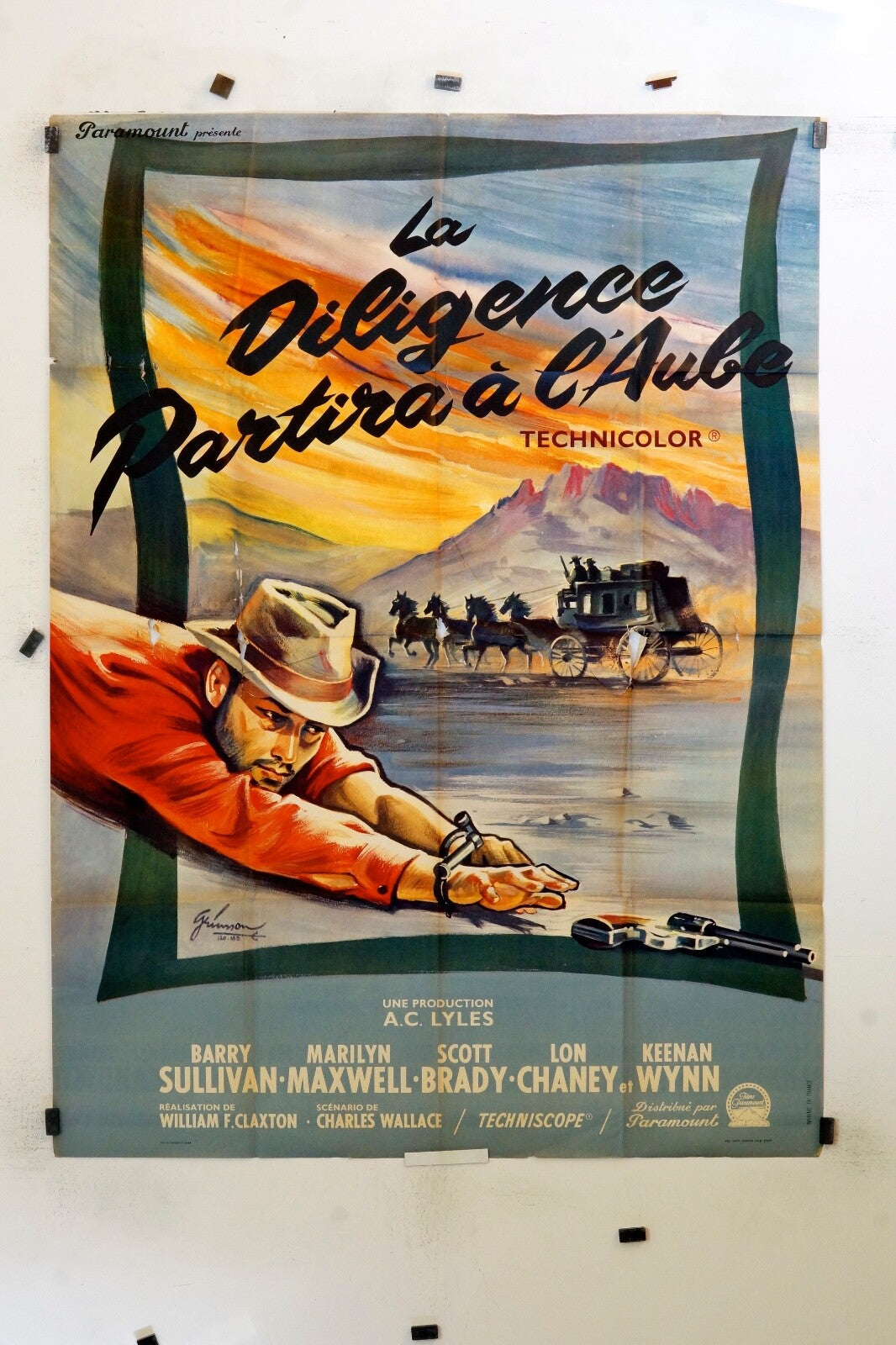 LA DILIGEANCE PARTIRA À L’AUBE BARRY SULLIVAN MOVIE POSTER ORIGINAL 120x160
