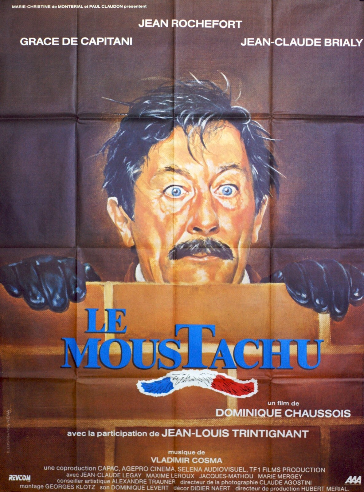 LE MOUSTACHU, JEAN ROCHEFORT, MOVIE POSTER ORIGINAL 120x160