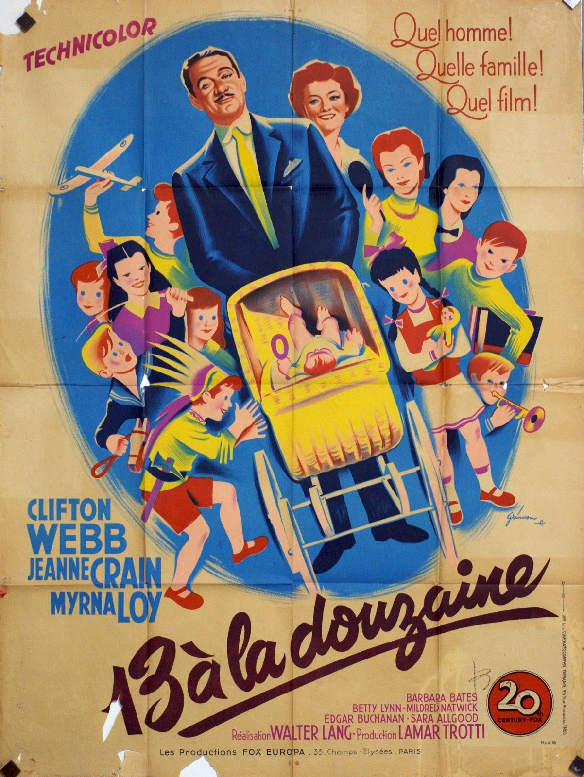 13 A LA DOUZAINE CLIFTON WEBB MOVIE POSTER ORIGINAL 120x160