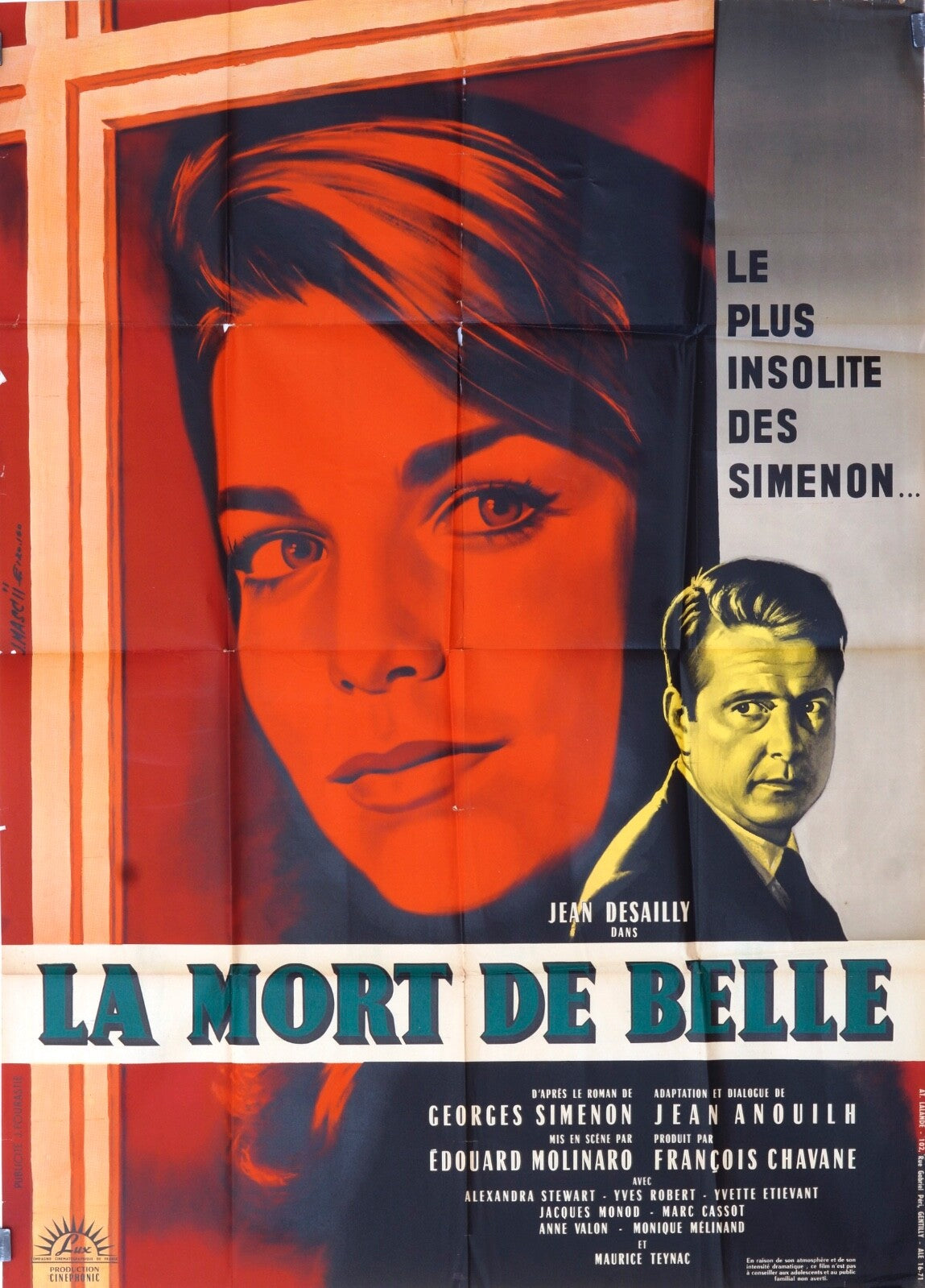 LA MORT DE BELLE movie poster original (120x160) JEAN DESAILLY