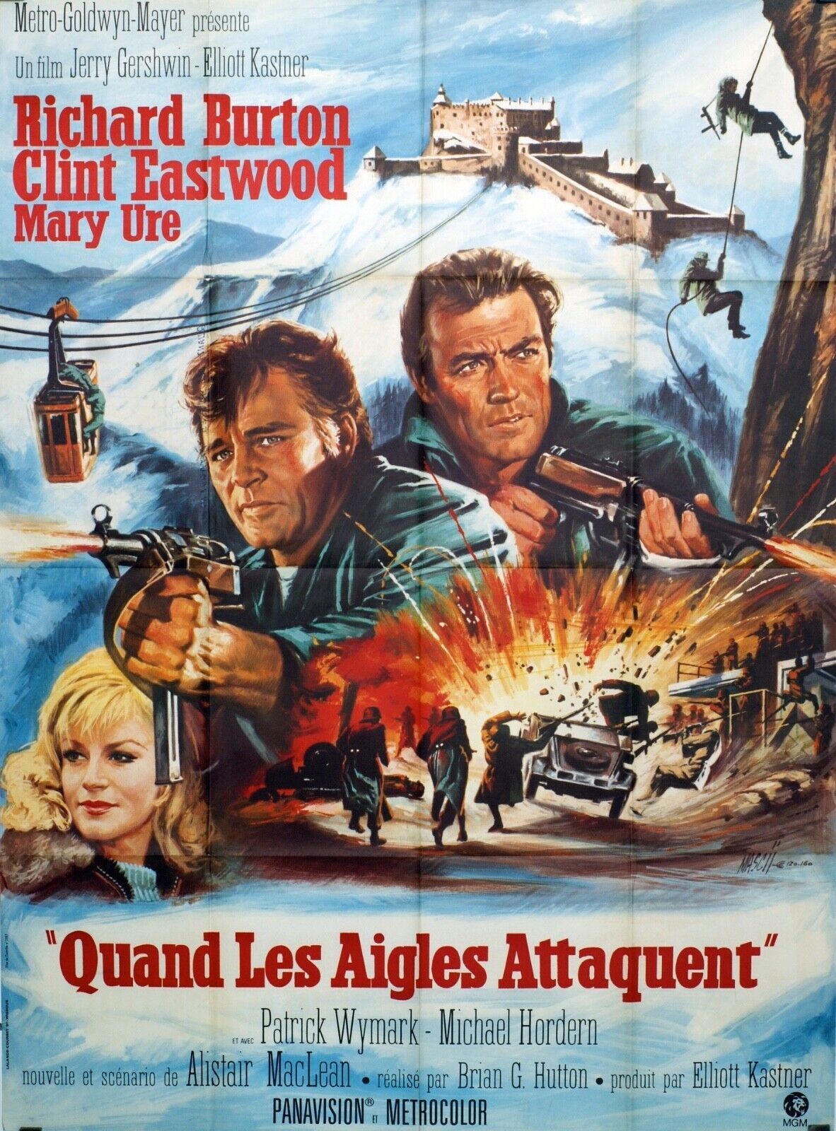 QUAND LES AIGLES ATTAQUENT POSTER ORIGINAL 120x160 RICHARD BURTON