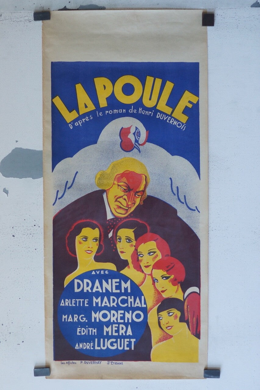 LA POULE ! (RARE POSTER CINEMA DE PROVINCE) ORIGINAL 40X90 DRANEM – ARLETTE